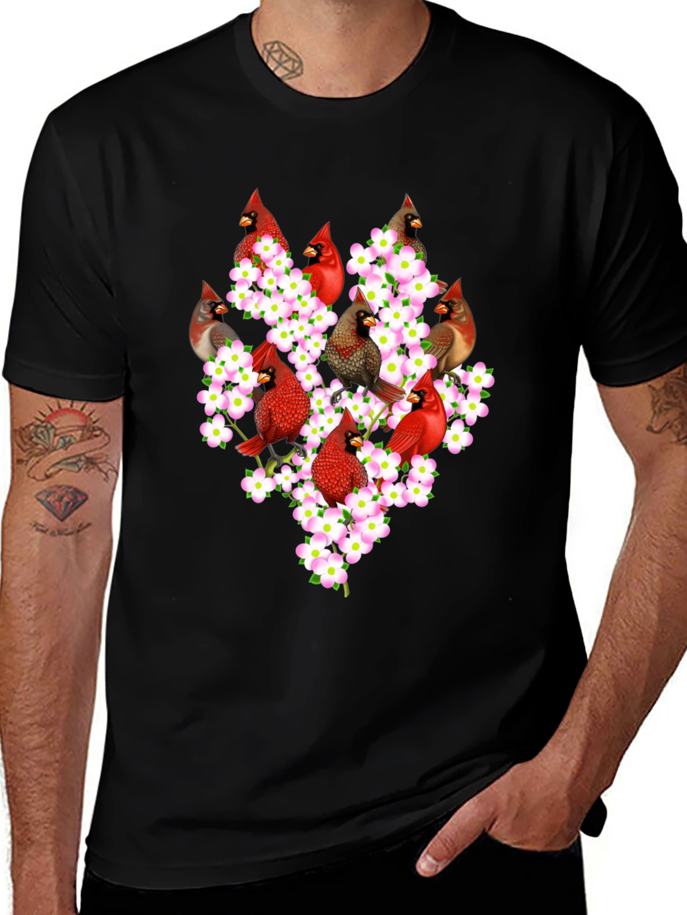 Variant 2 of Cardinal Birds Cherry Blossom Graphic Tee
