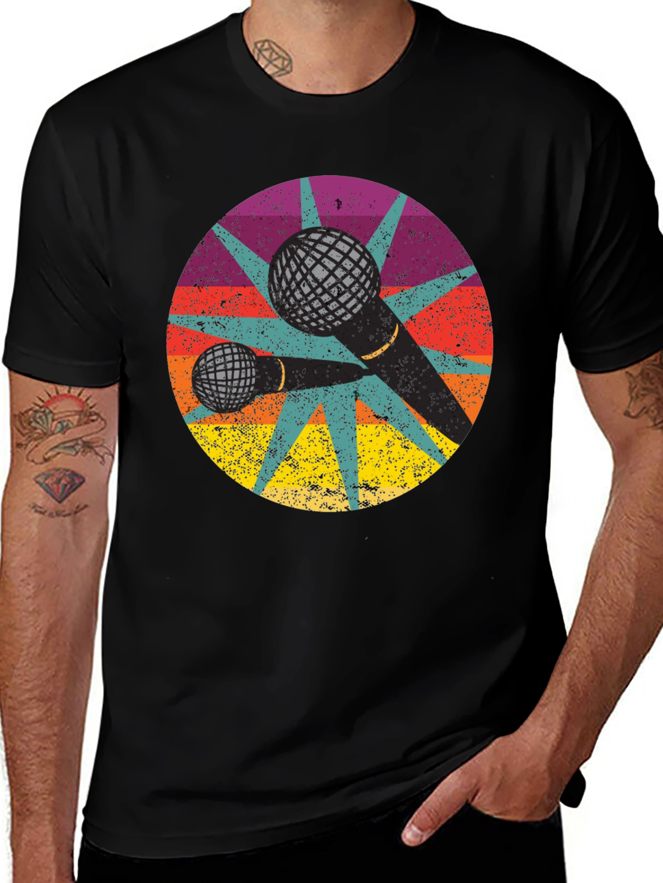 Variant 23 of Retro Microphone Graphic Tee - Vintage Style T-Shirt