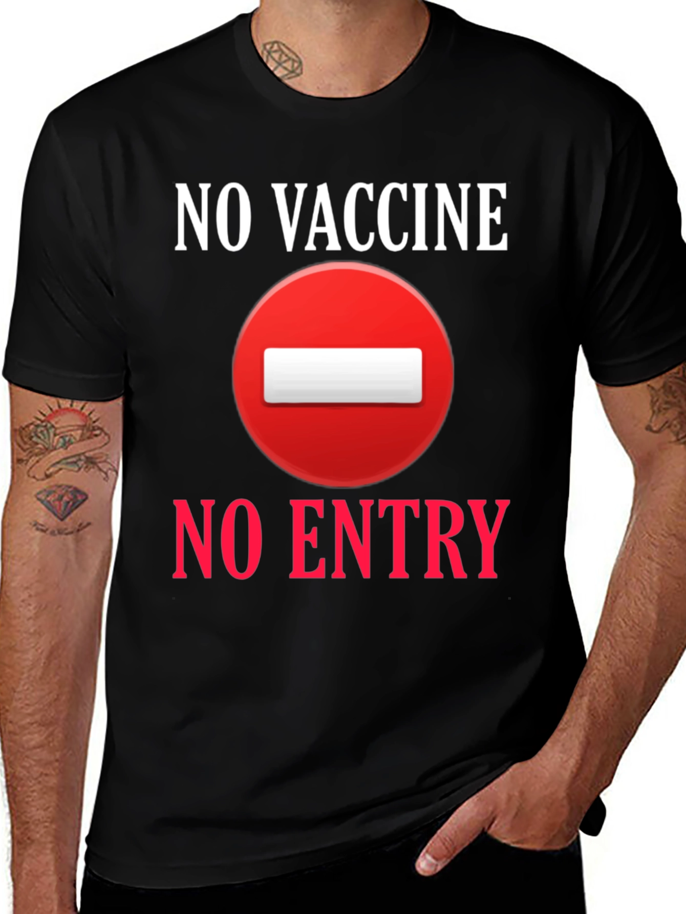 Variant 6 of No Vaccine No Entry Black T-Shirt