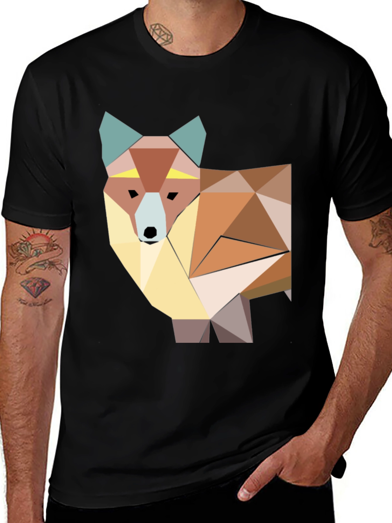 Variant 6 of Geometric Fox Graphic Print T-Shirt