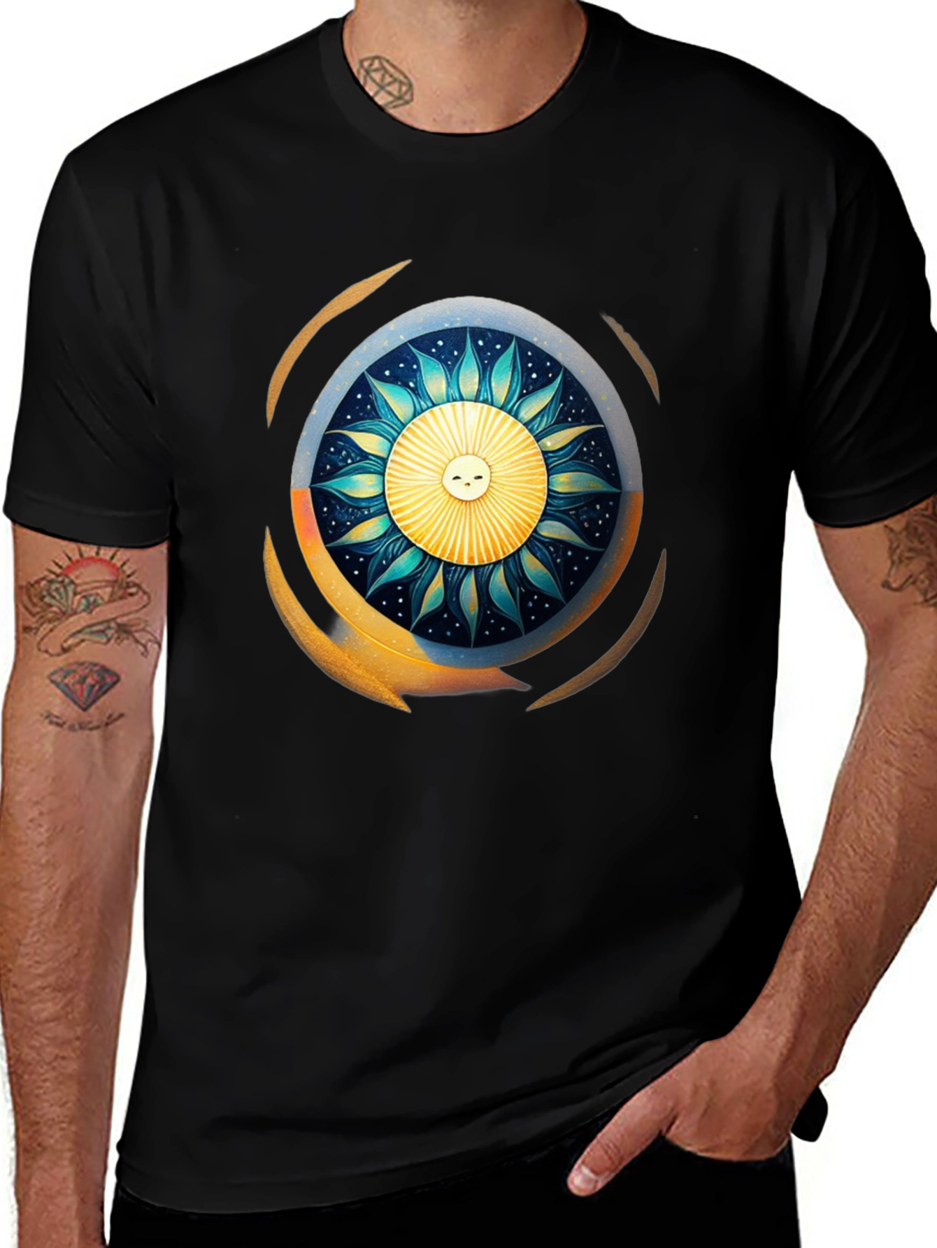 Variant 14 of Sun & Moon Graphic T-Shirt - Celestial Design