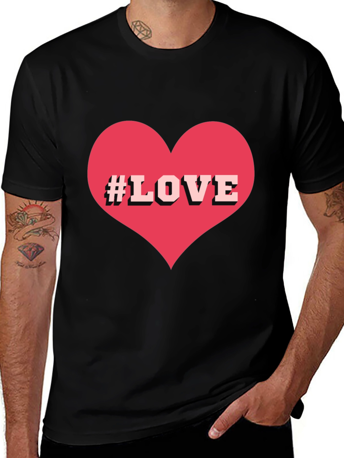 Variant 13 of Love Heart Graphic Tee - Stylish Black T-Shirt