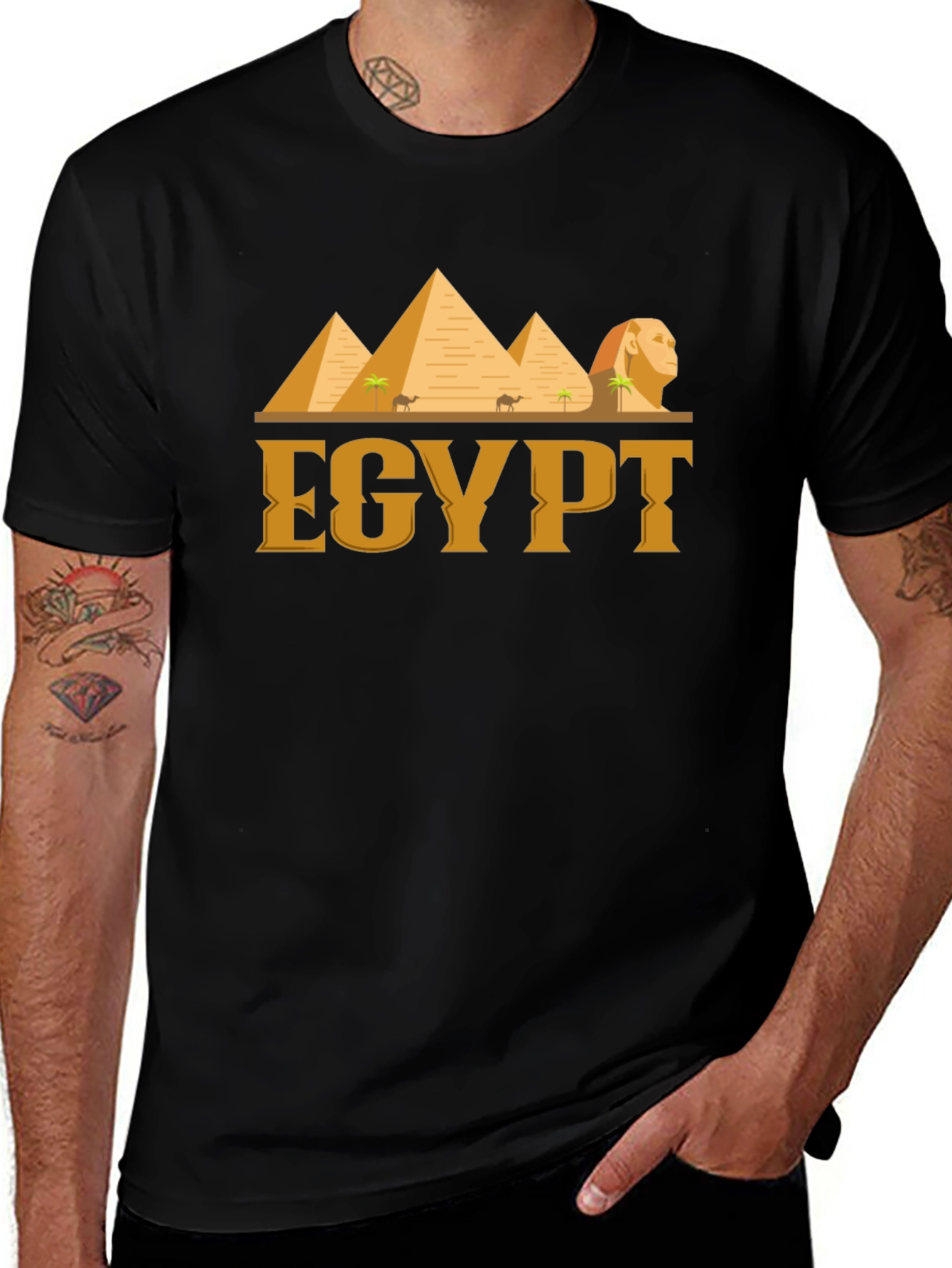 Egypt Pyramid Graphic Tee - Black Cotton T-Shirt