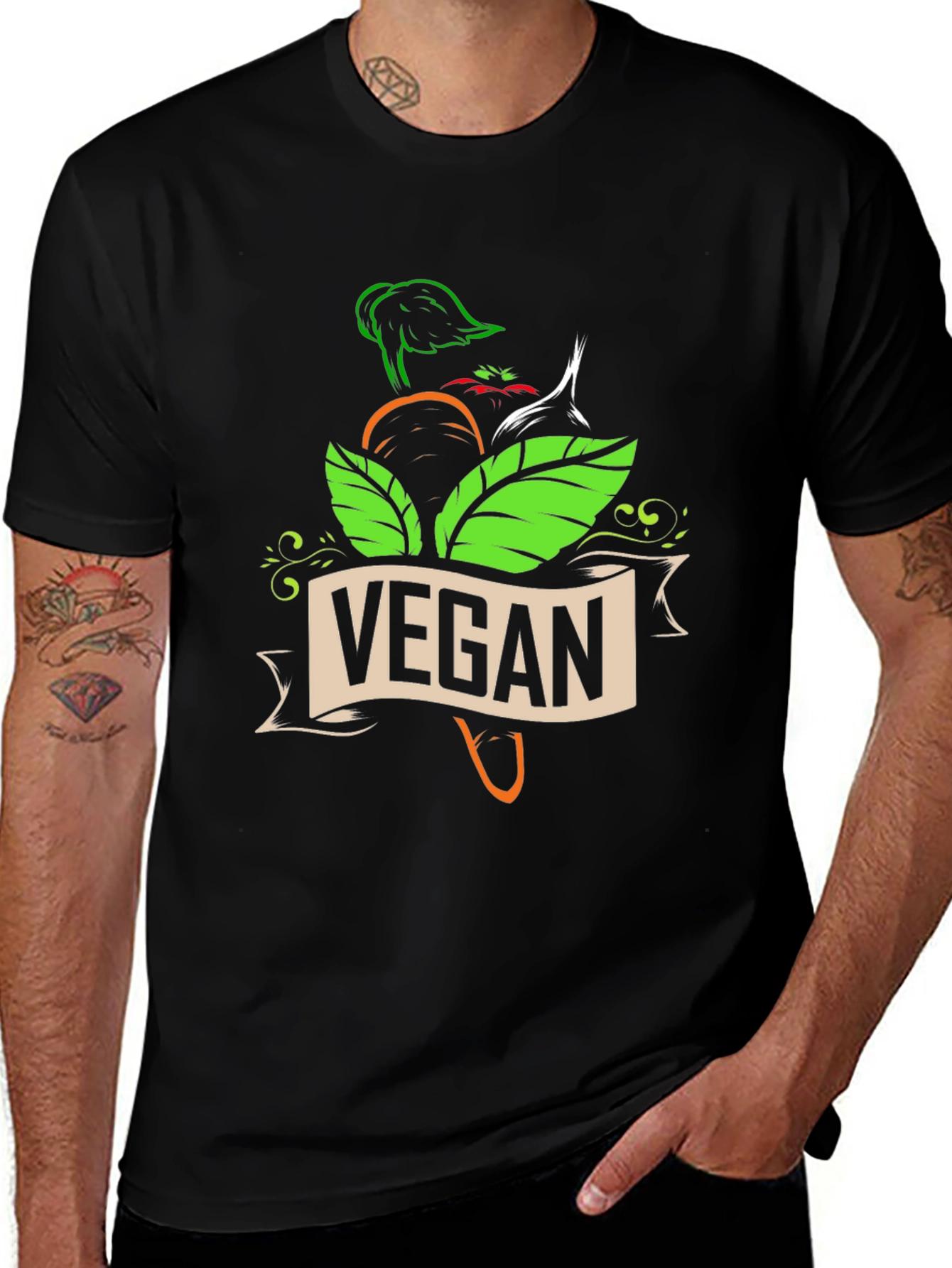 Variant 24 of Vegan Graphic T-Shirt - Black, Short Sleeve