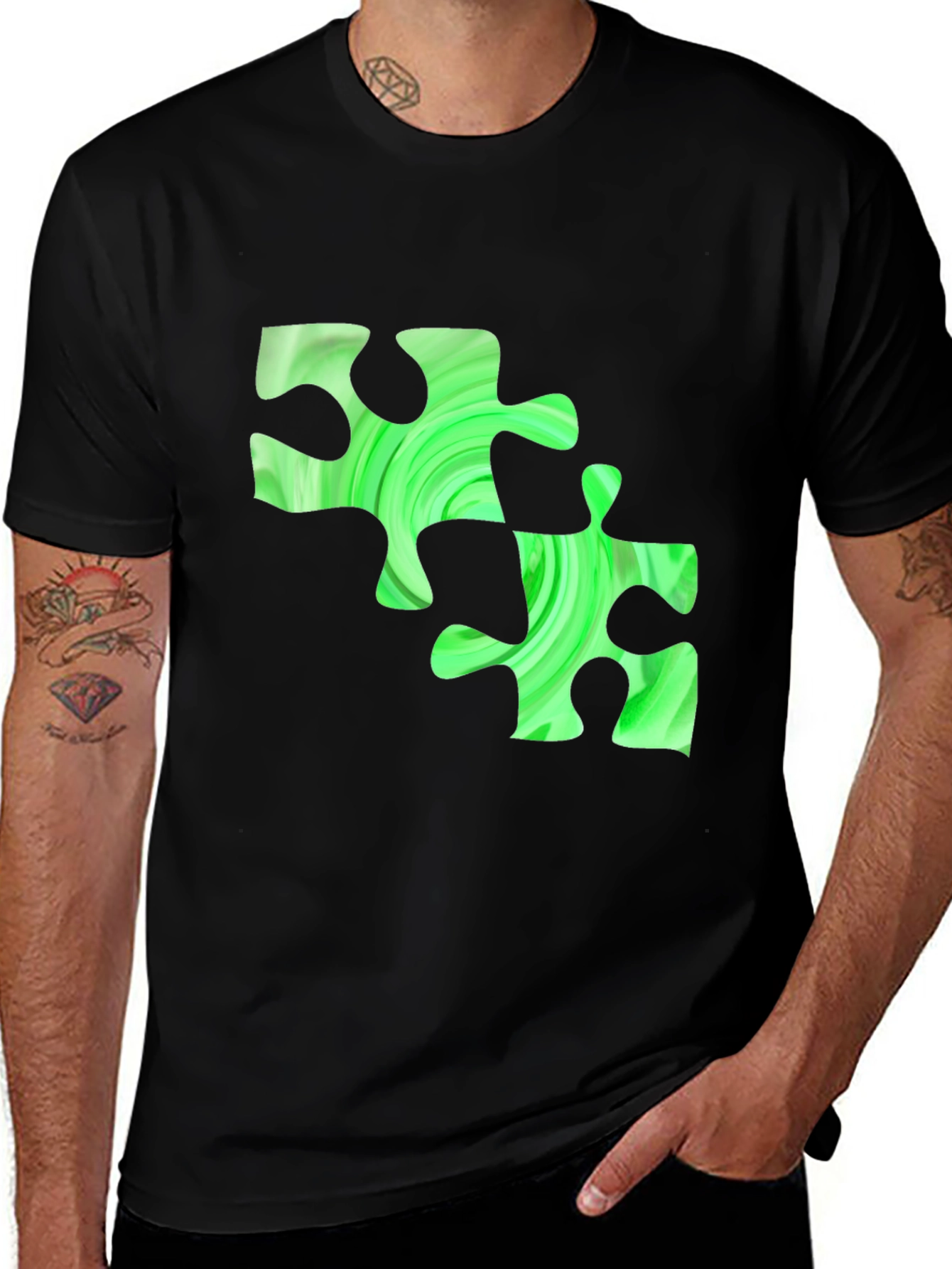 Variant 29 of Puzzle Piece Graphic Tee - Black Casual Shirt