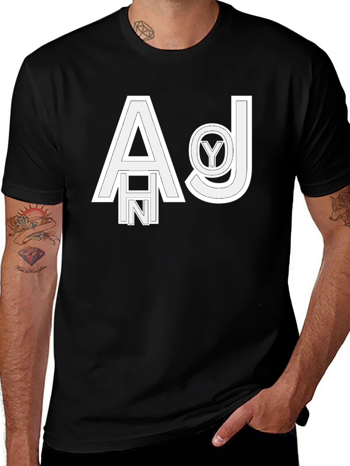Variant 17 of Abstract Letter Graphic Black T-Shirt