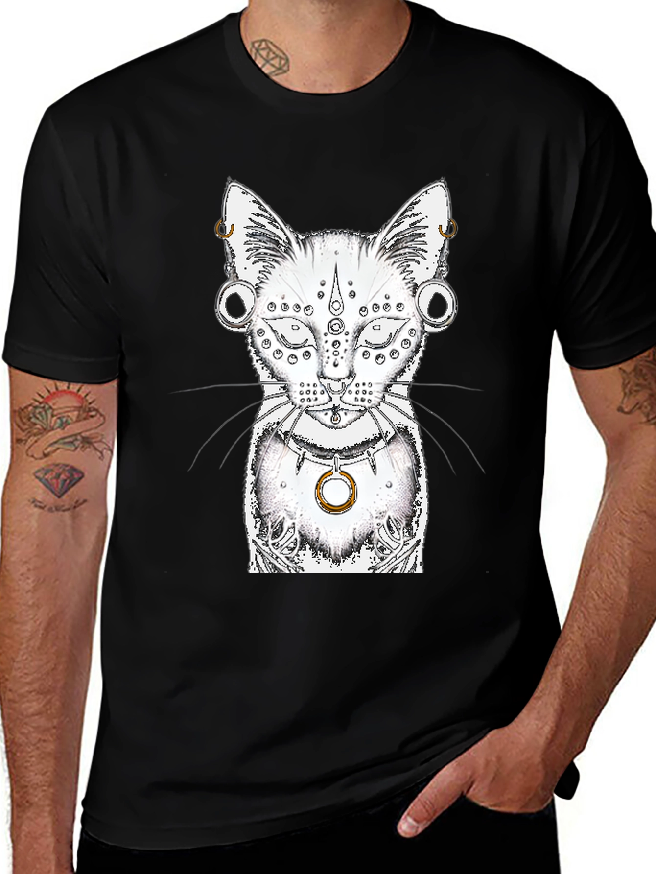 Variant 13 of Mystic Cat Graphic Tee - Unique Design