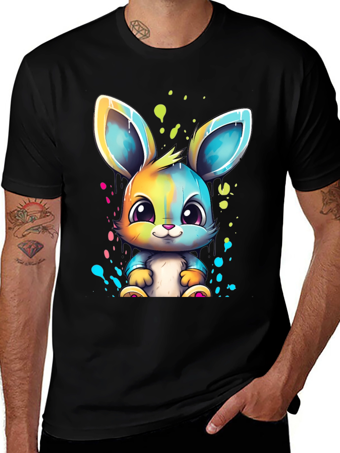 Variant 24 of Cute Colorful Bunny Rabbit Graphic T-Shirt
