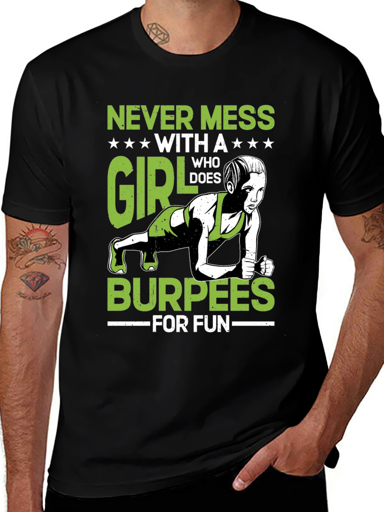 Variant 17 of Never Mess With A Girl Burpees T-Shirt