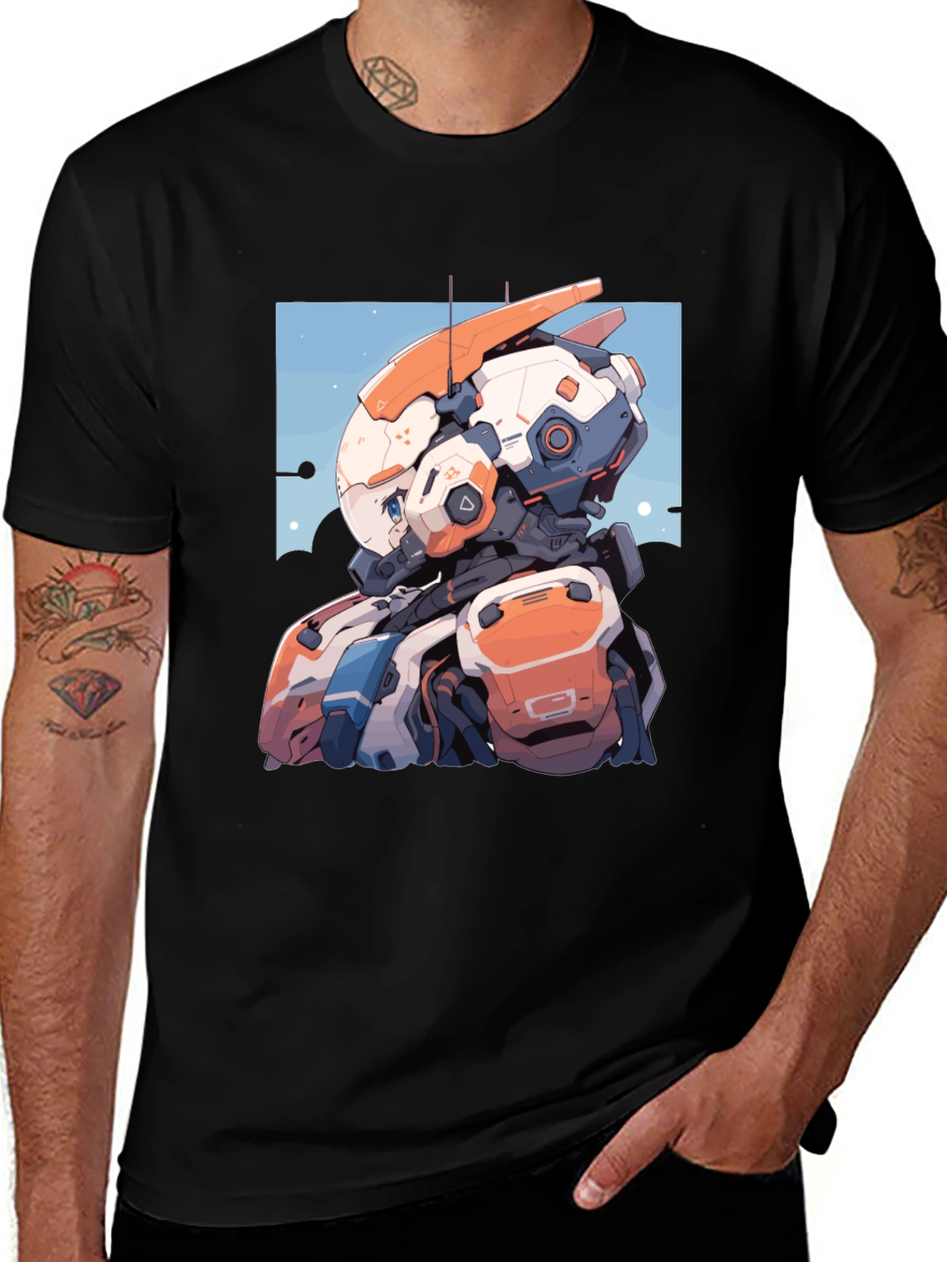 Variant 8 of Anime Robot Graphic Tee - Stylish Black T-Shirt
