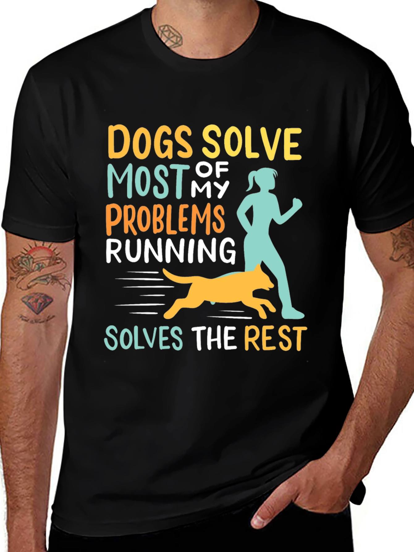 Variant 20 of Dogs Solve Most Problems Funny Running T-Shirt
