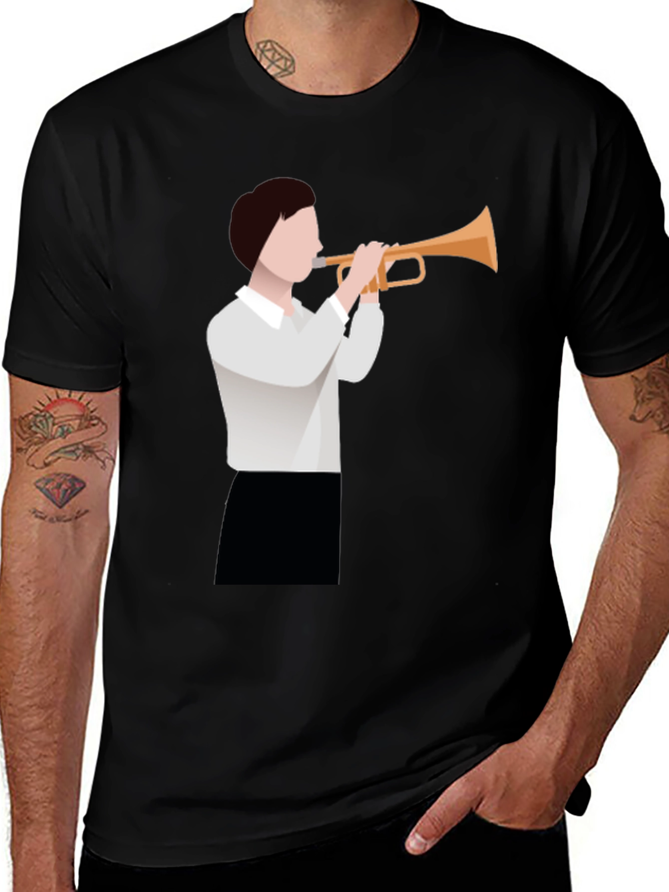 Variant 26 of Trumpet Player Graphic T-Shirt - Black
