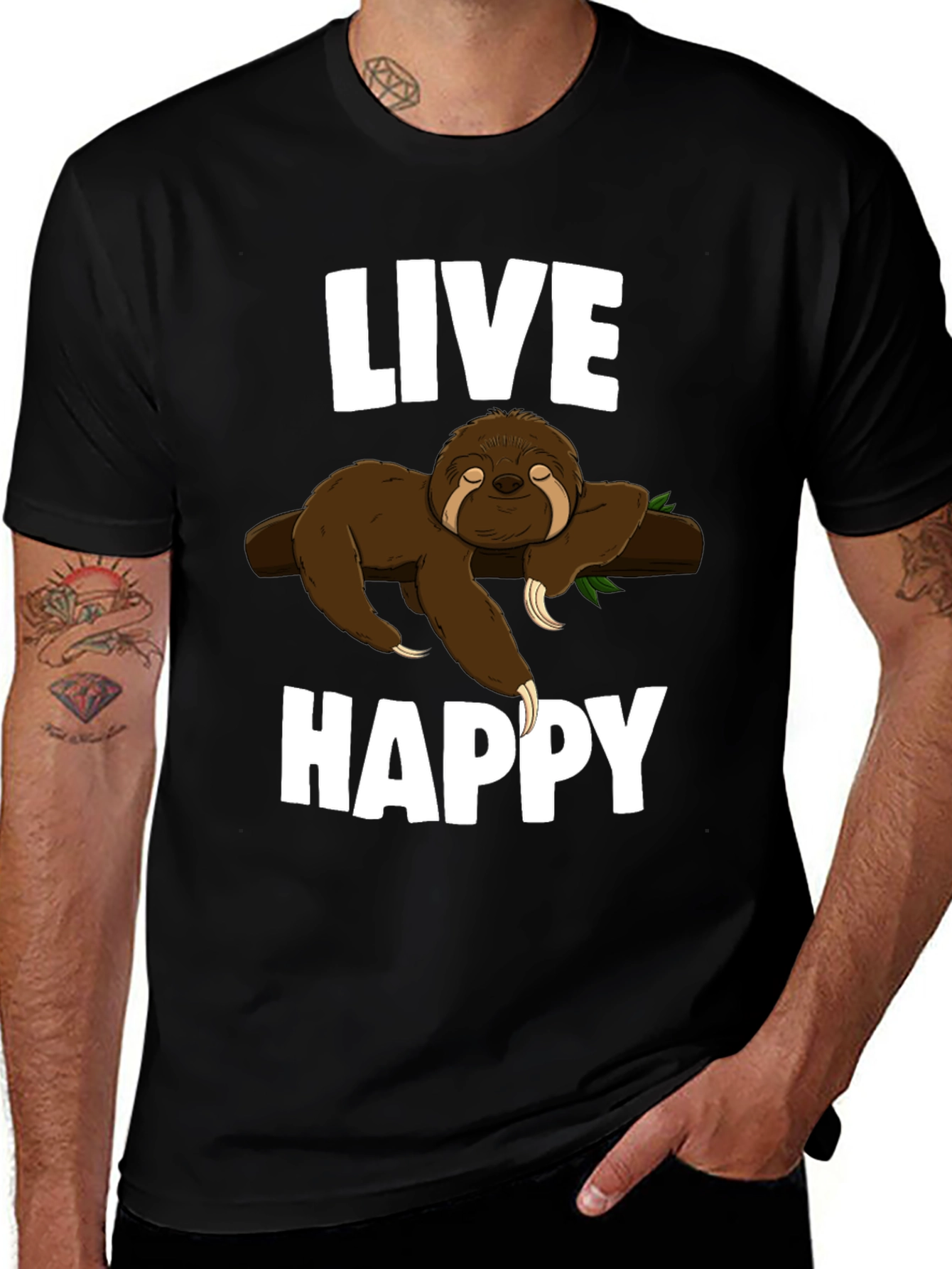 Variant 13 of Live Happy Sloth Graphic Tee