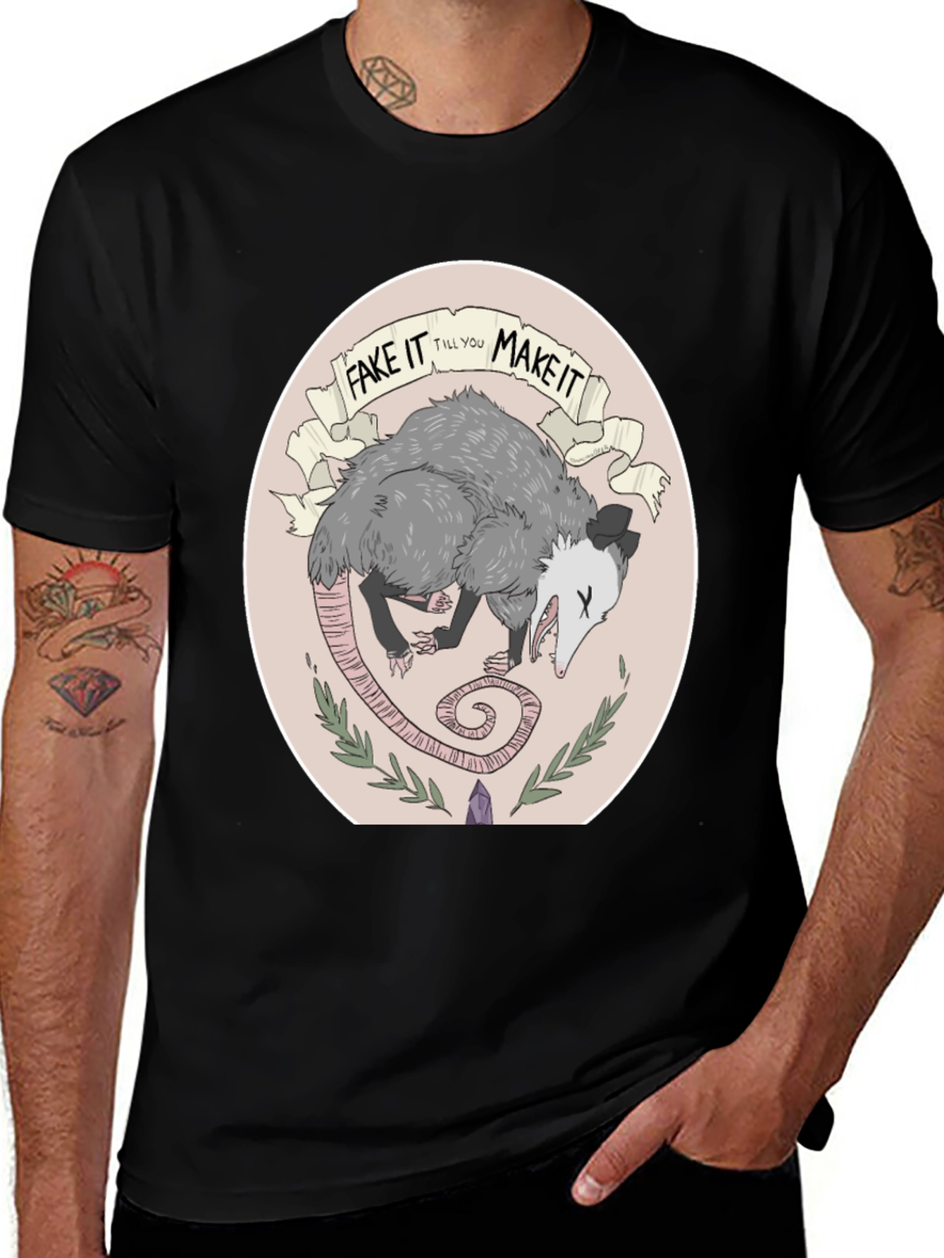 Variant 4 of Fake It Till You Make It Opossum Graphic T-Shirt