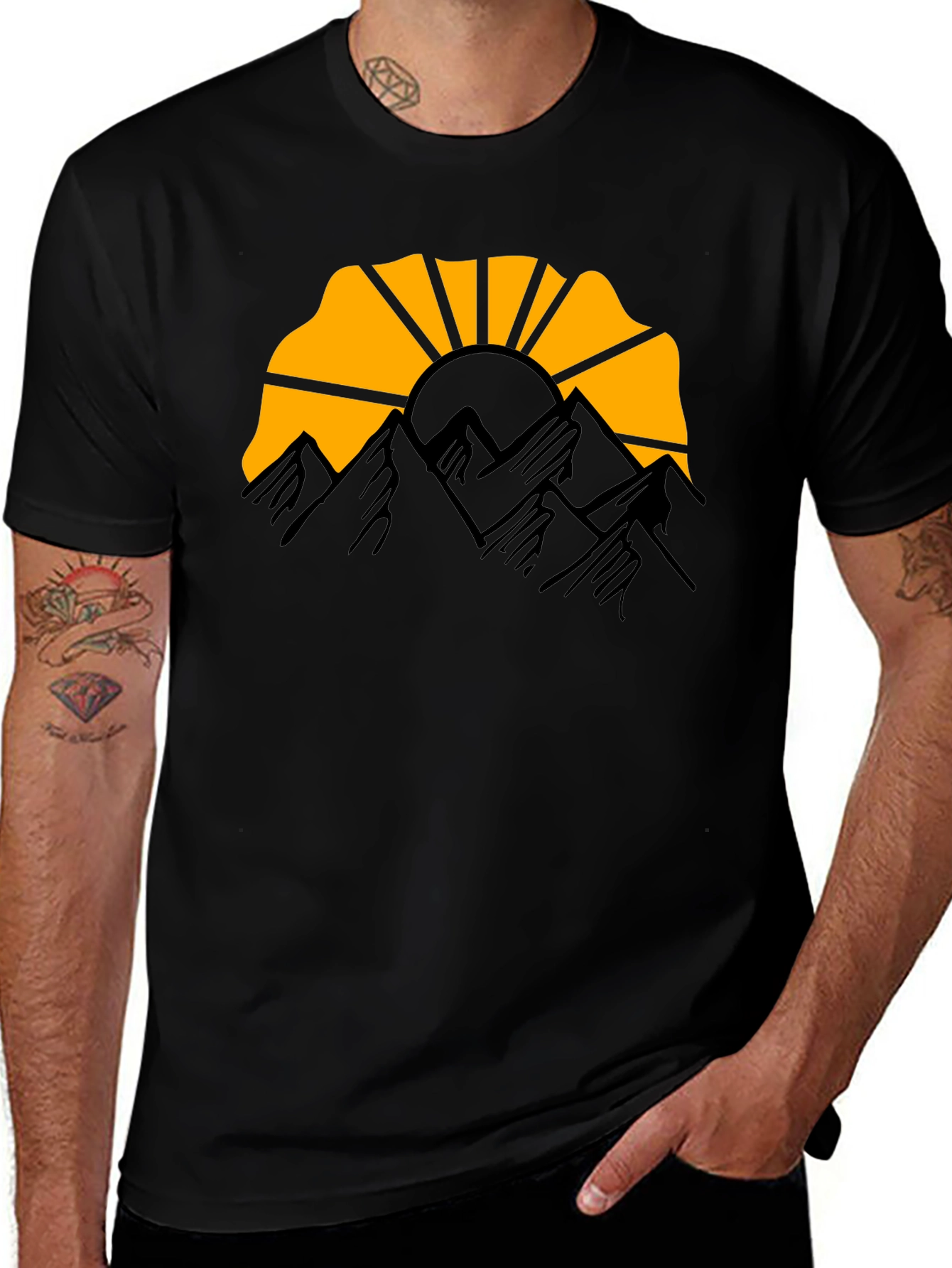 Variant 22 of Mountain Sunset Graphic Tee - Black