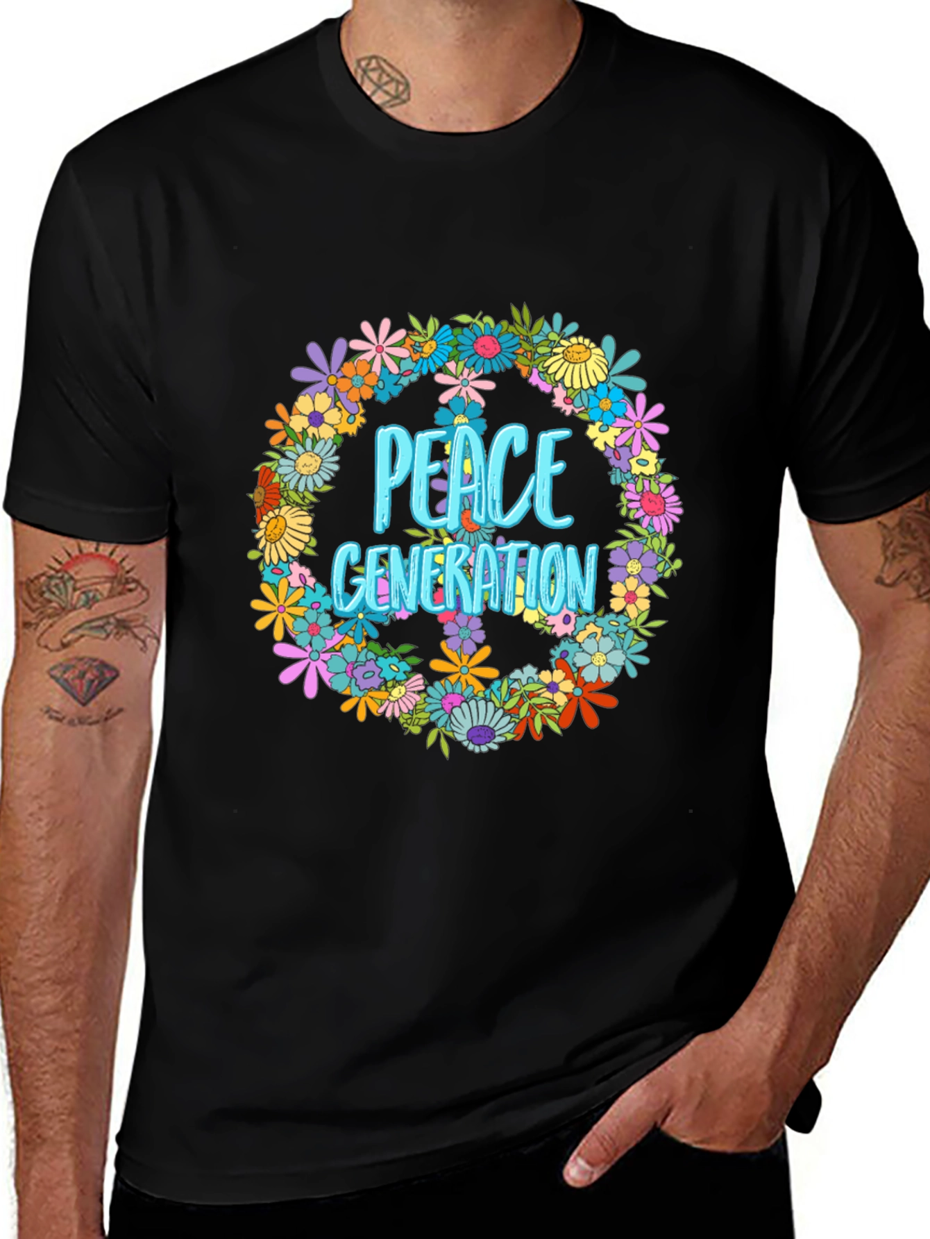 Black Peace Generation Floral T-Shirt main image