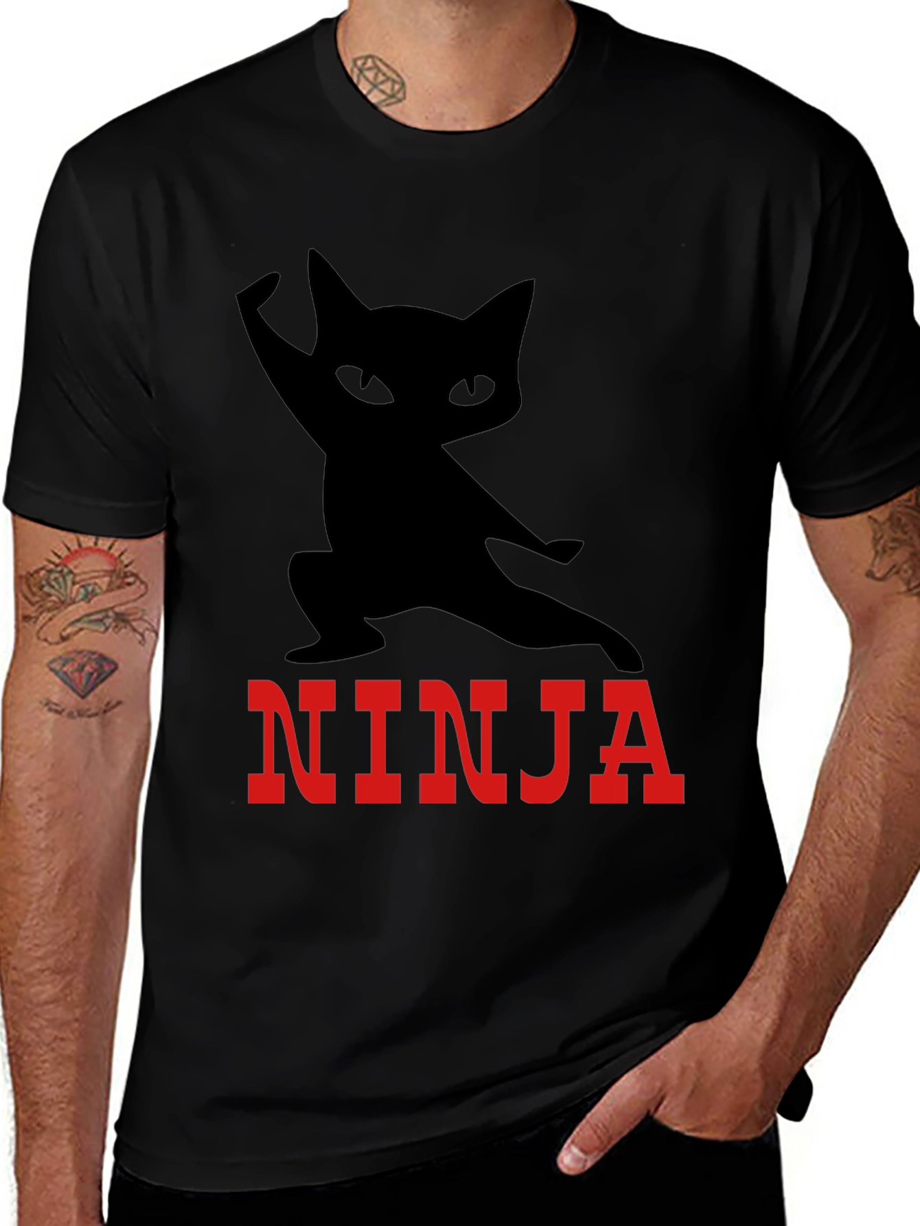 Variant 26 of Ninja Cat Black T-Shirt