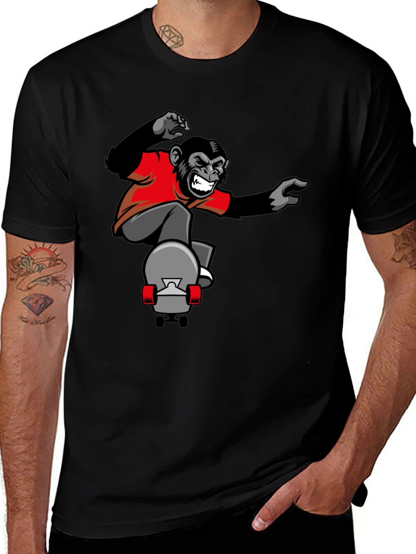 Variant 9 of Cool Monkey Skateboard Graphic Tee