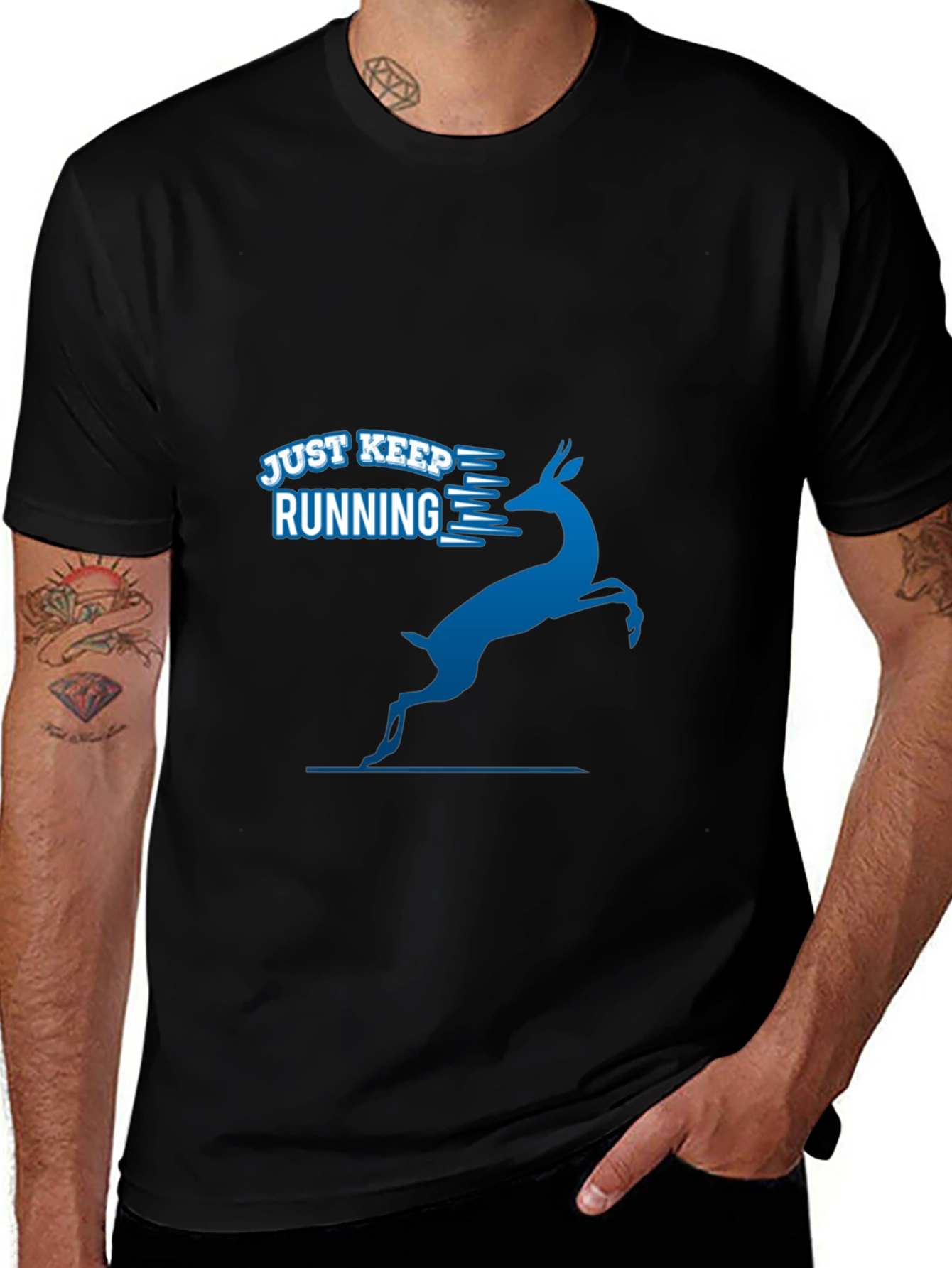 Variant 21 of Just Keep Running Tee - Men's Black Graphic T-Shirt
