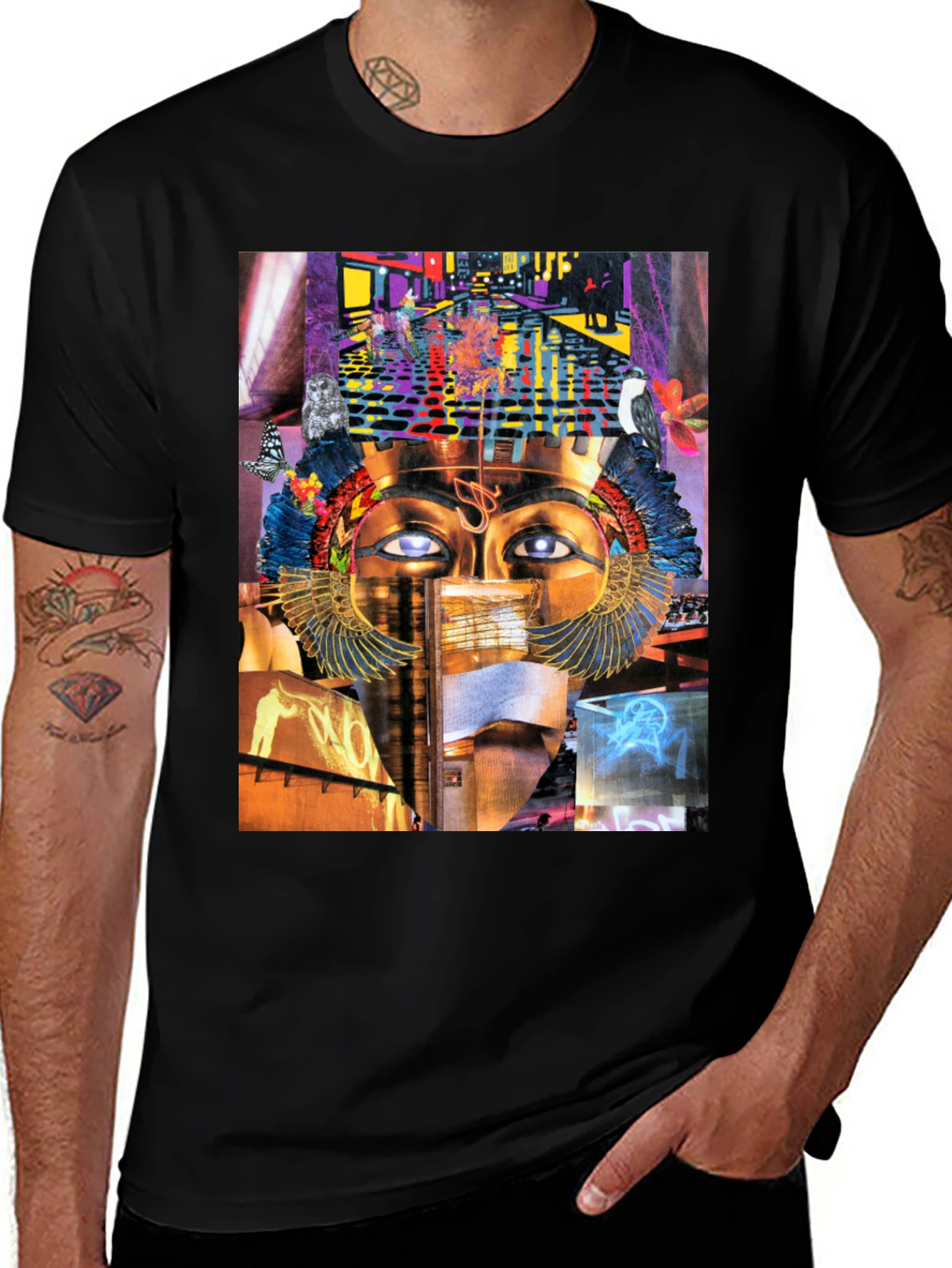 Variant 26 of Surreal Graphic Print T-Shirt - Men's Black Tee