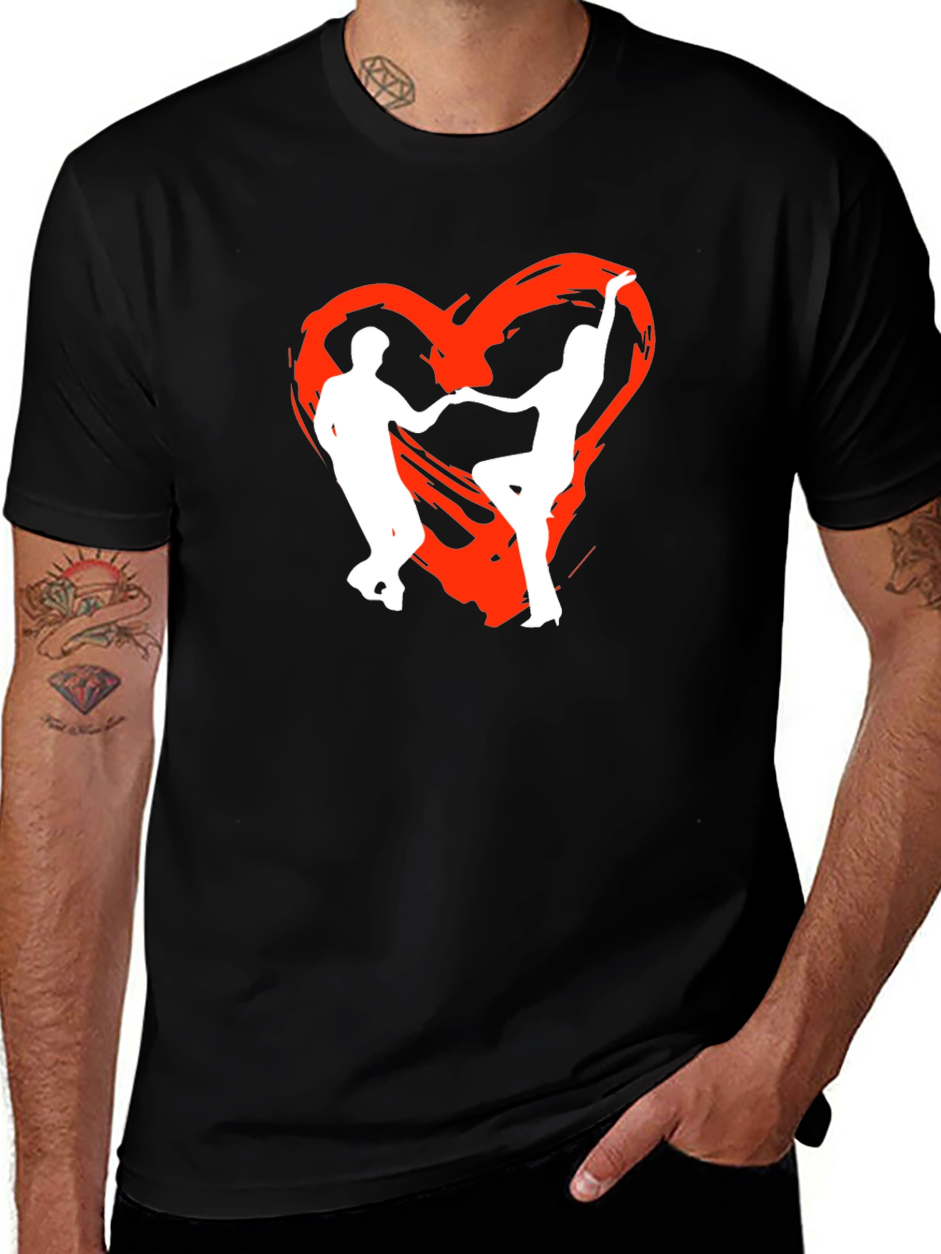 Variant 13 of Dancing Heart Tee - Black Graphic T-Shirt