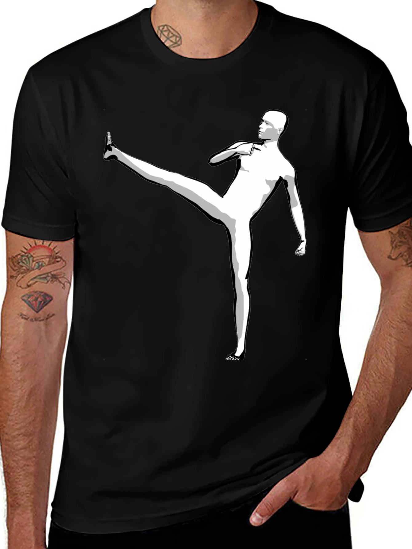 Variant 4 of Martial Arts Graphic Tee - Black Cotton T-Shirt