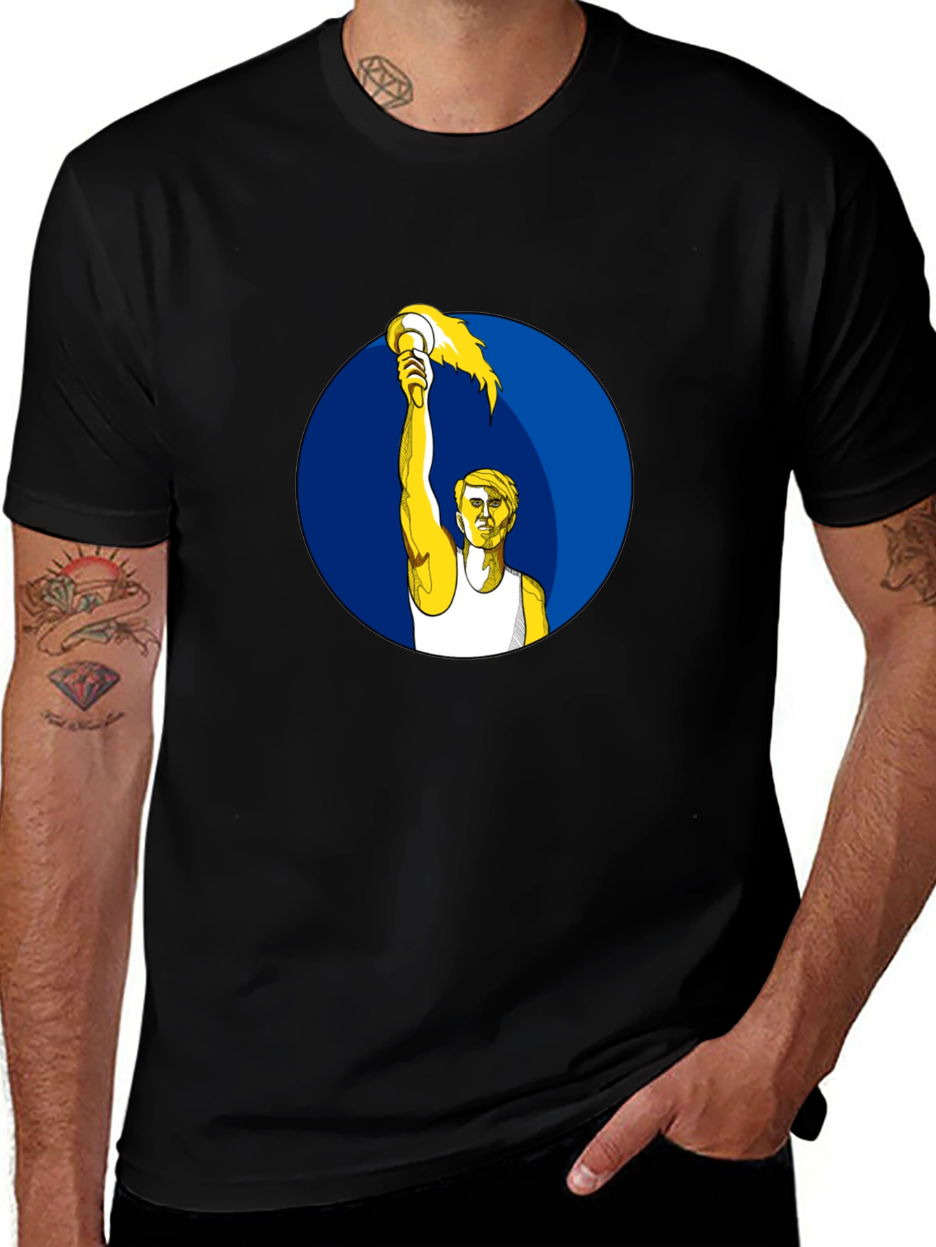 Variant 8 of Man's Graphic T-Shirt with Torch Design