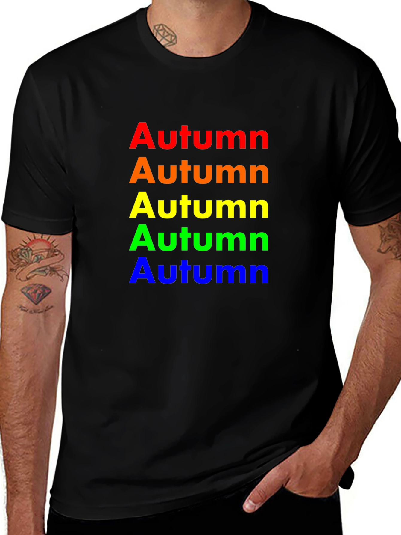 Variant 19 of Rainbow Autumn T-Shirt - Soft Cotton Crew Neck Tee
