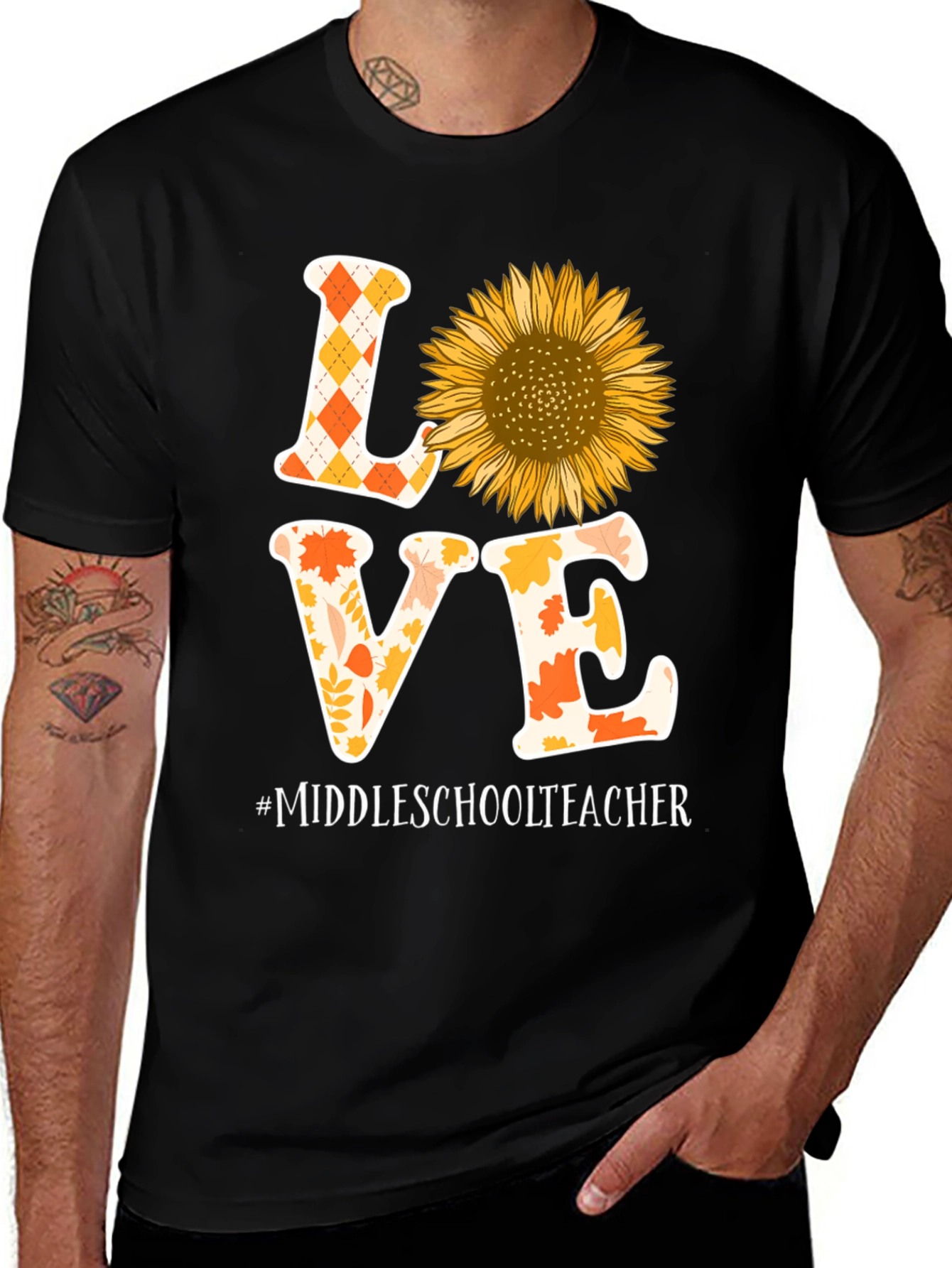 Variant 22 of Love Middle School Teacher Sunflower Graphic Tee