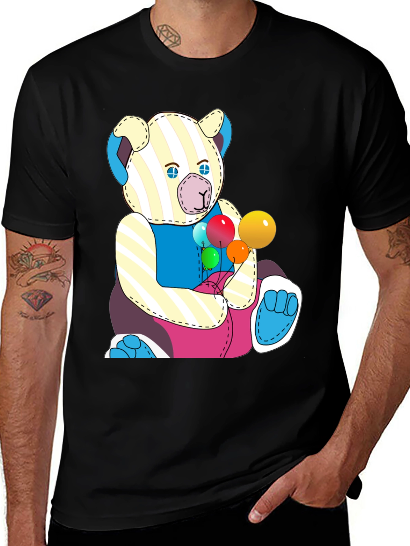Variant 5 of Cartoon Bear with Balloons Graphic Tee