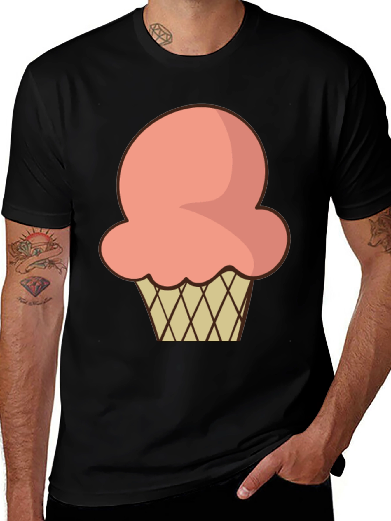 Variant 8 of Ice Cream Graphic Tee - Black Cotton Blend