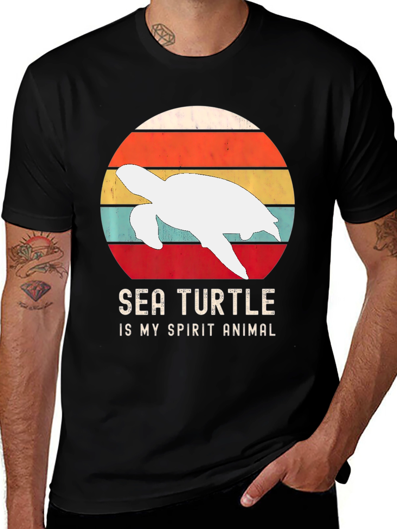 Variant 9 of Sea Turtle Spirit Animal T-Shirt - Retro Style