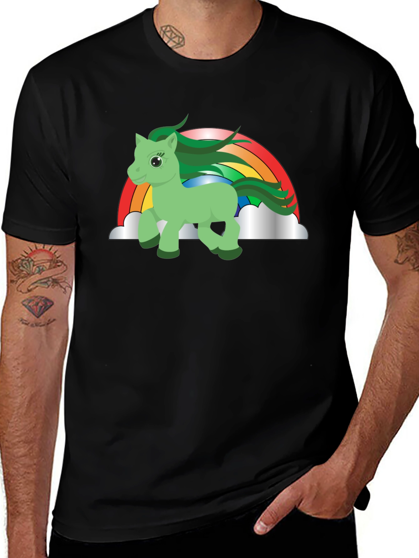 Variant 10 of Rainbow Pony Black T-Shirt
