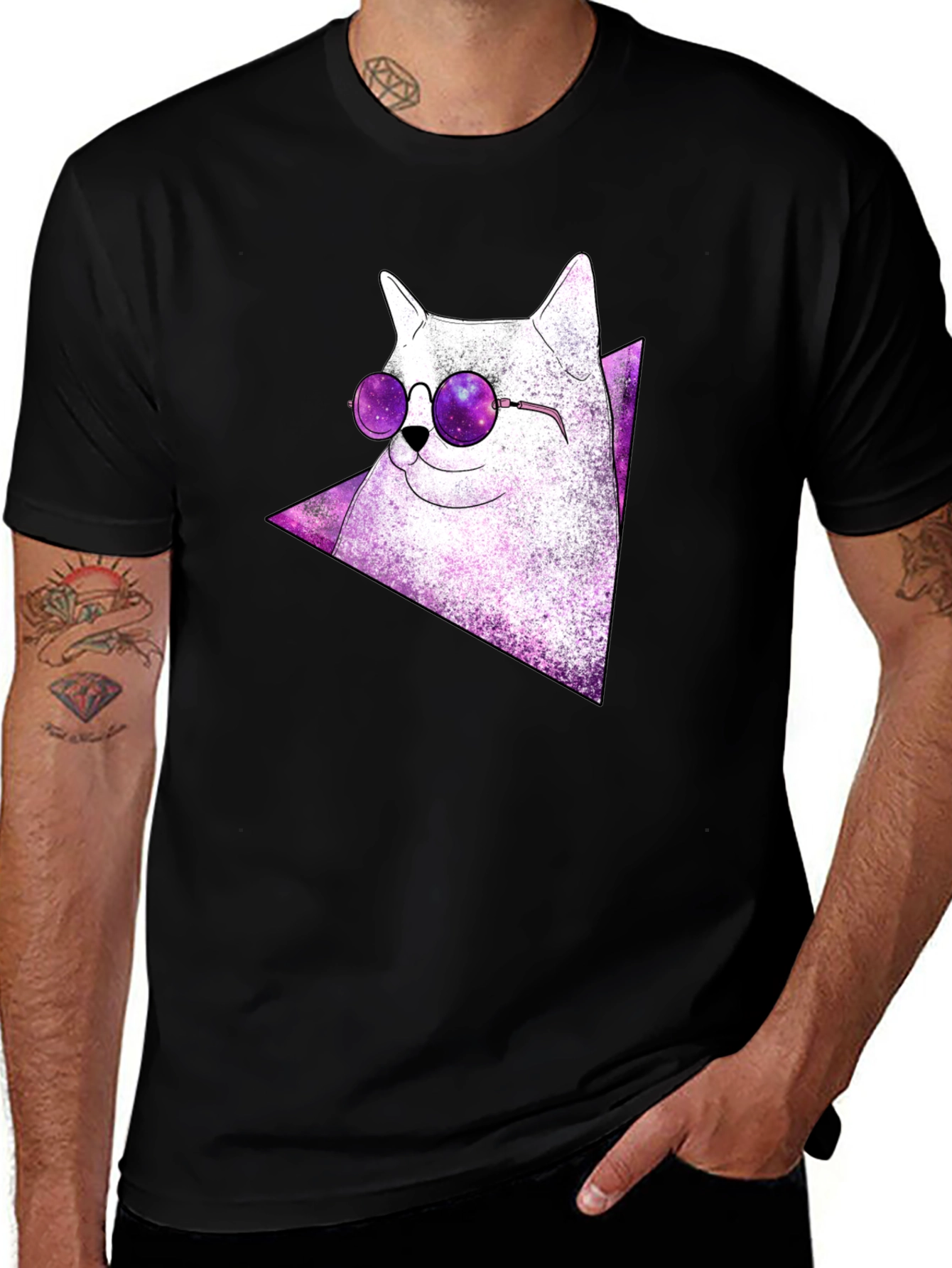 Variant 3 of Cosmic Cat Tee - Galaxy Glasses T-Shirt