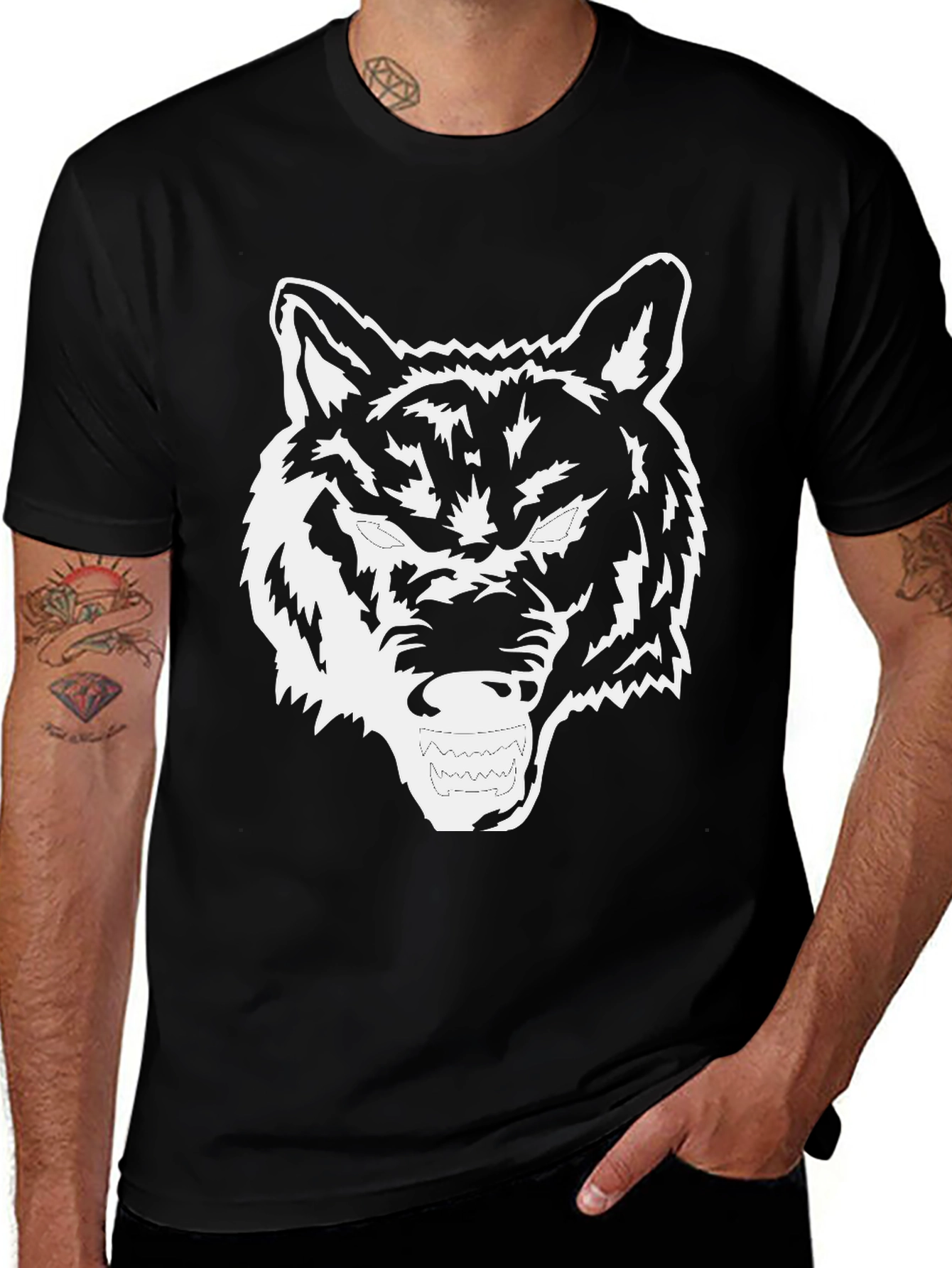 Variant 6 of Black Wolf Graphic Tee - Fierce Style