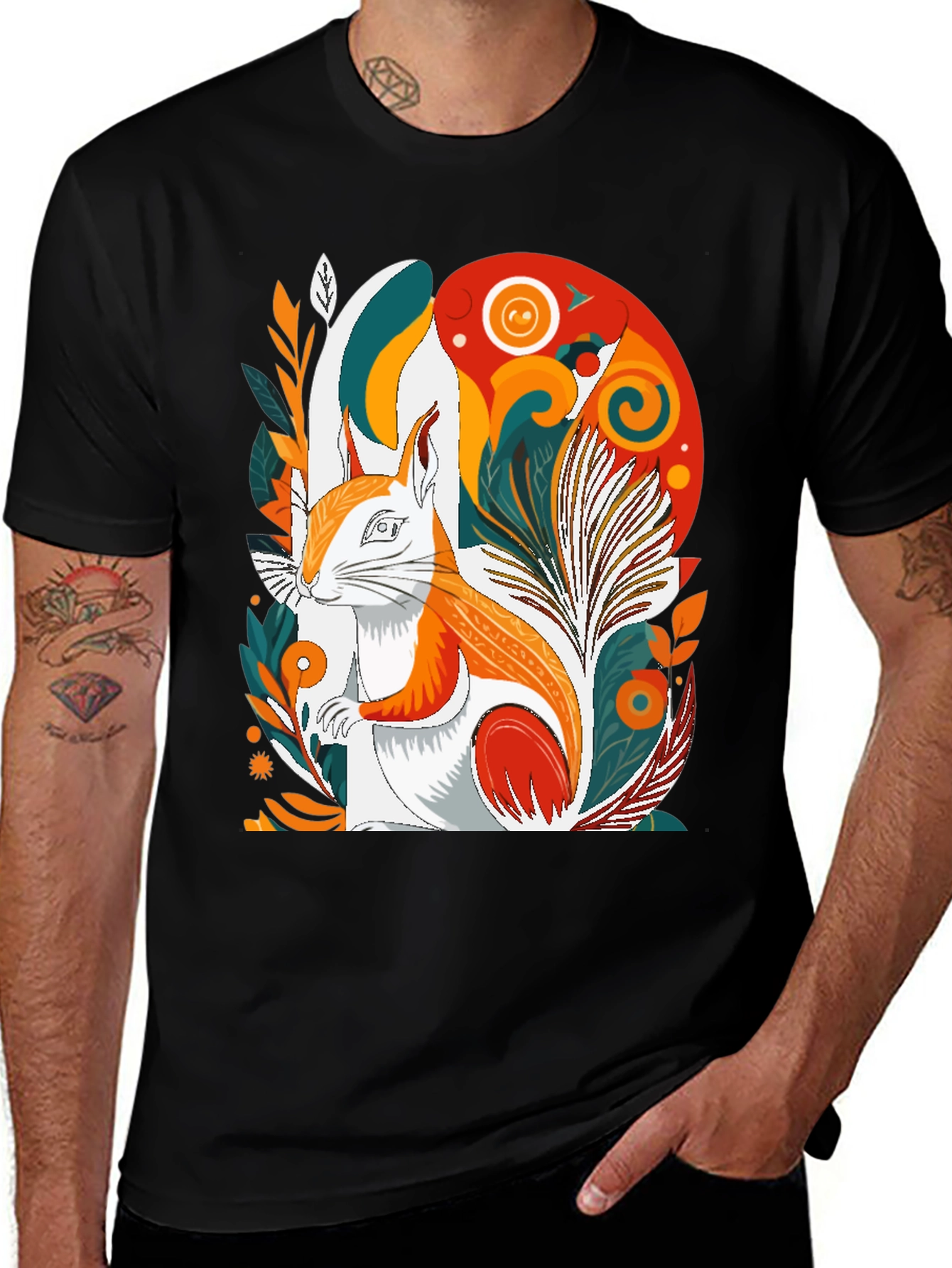 Variant 14 of Squirrel Graphic Tee - Artistic Design, Modern Style