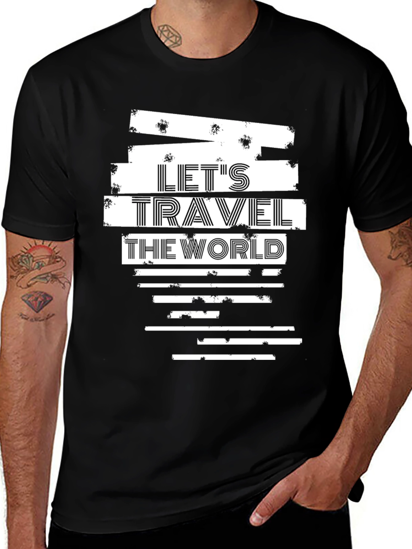 Variant 24 of Let's Travel the World Graphic T-Shirt - Black