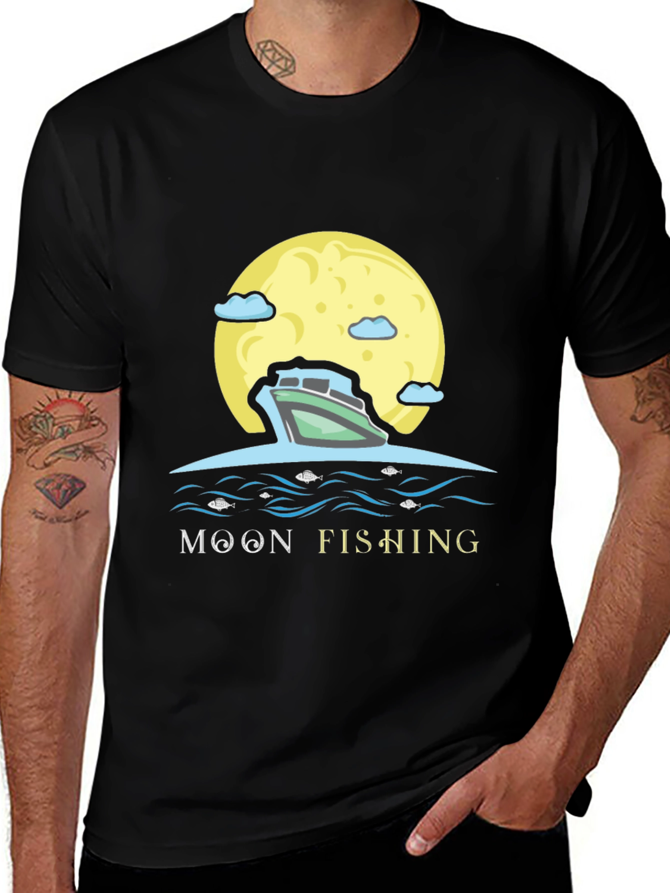 Variant 10 of Moon Fishing Graphic Tee