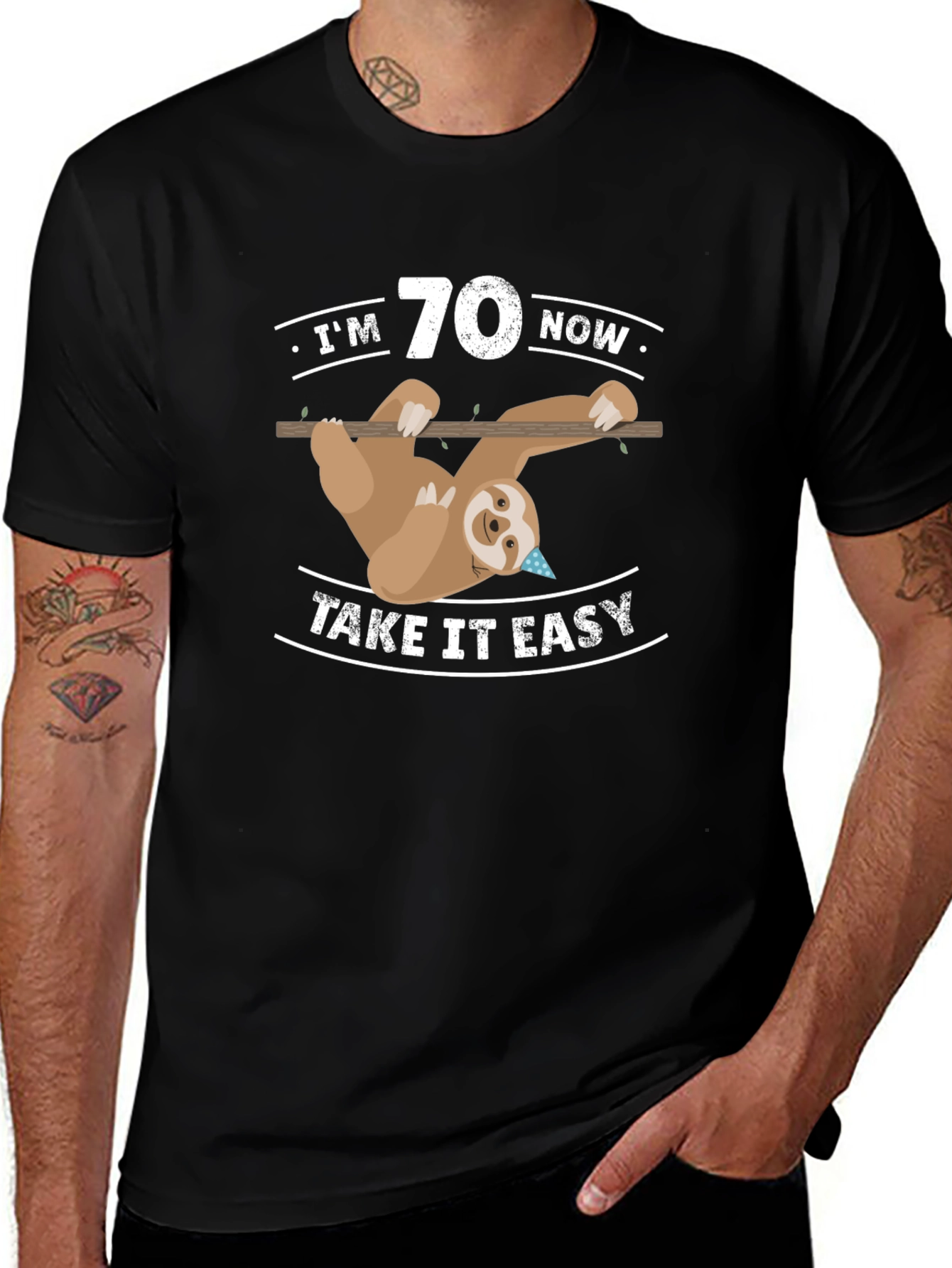 I'm 70 Now Take It Easy Sloth Graphic Tee