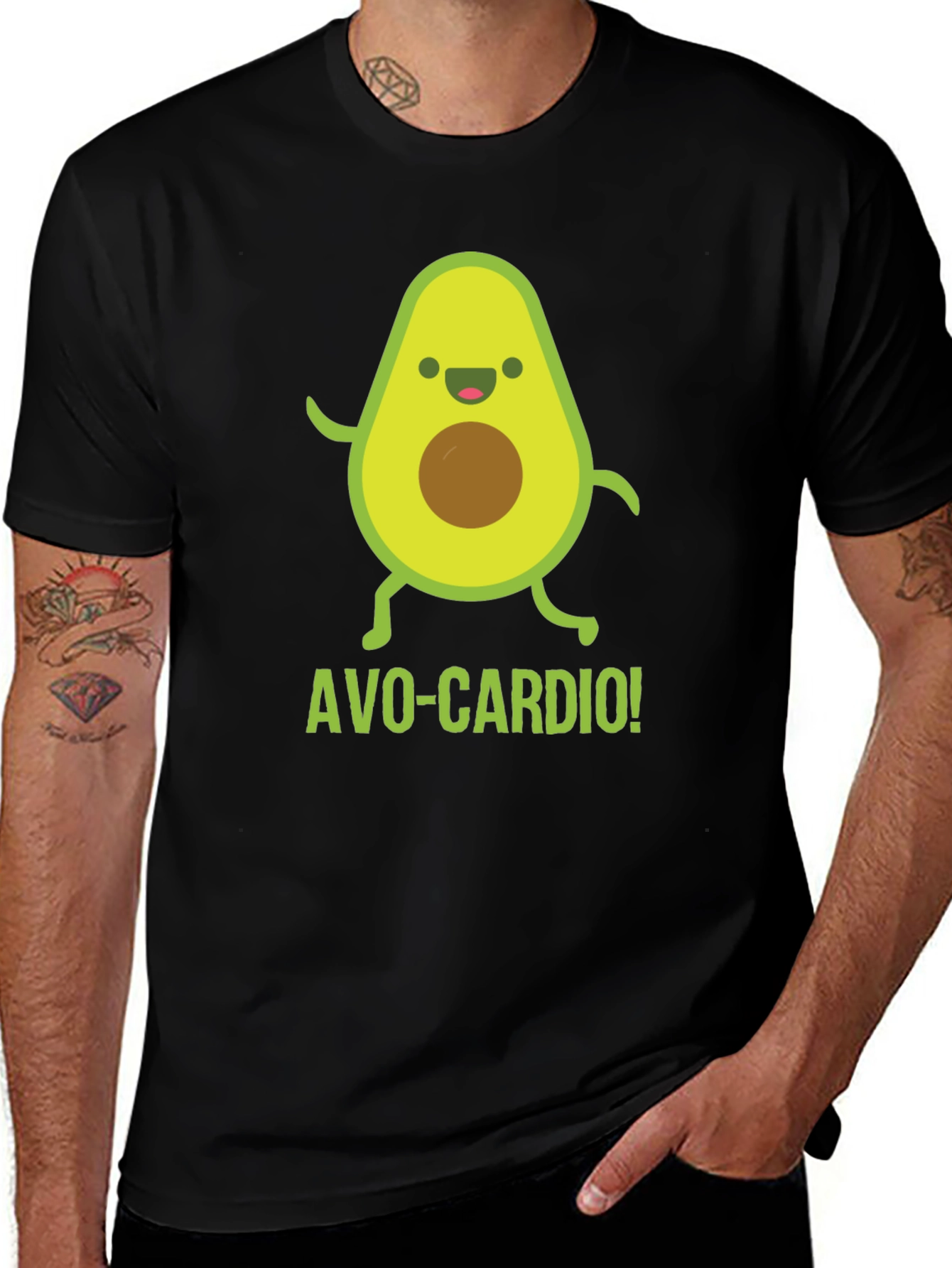 Variant 16 of Avo-Cardio! Funny Avocado Running Graphic Tee