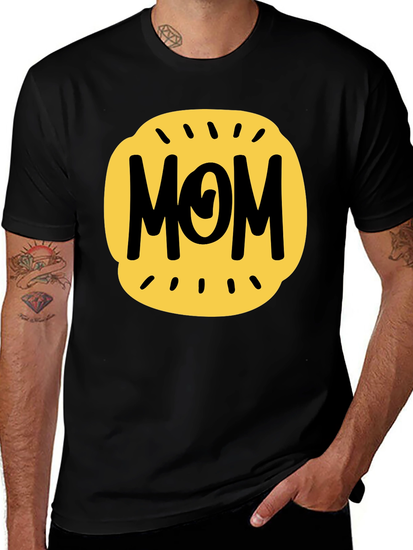 Variant 23 of Mom Graphic Tee - Black Cotton Blend