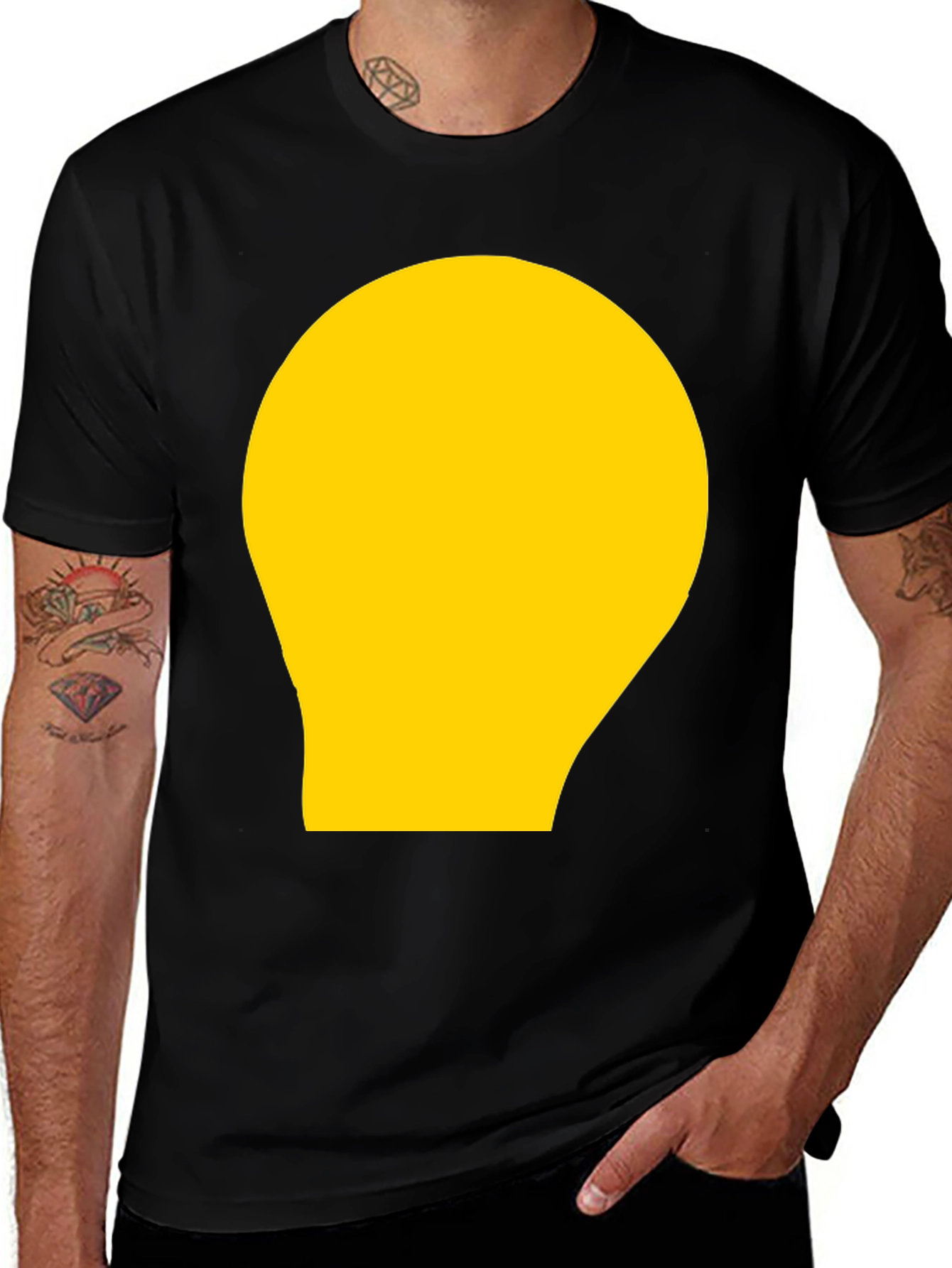 Variant 6 of Men's Black T-Shirt with Yellow Bulb Graphic