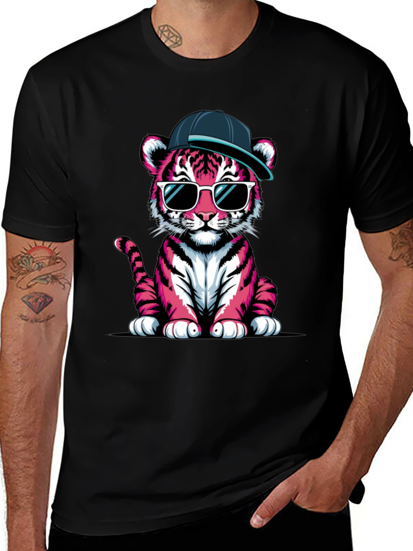 Variant 15 of Cool Pink Tiger Graphic Tee