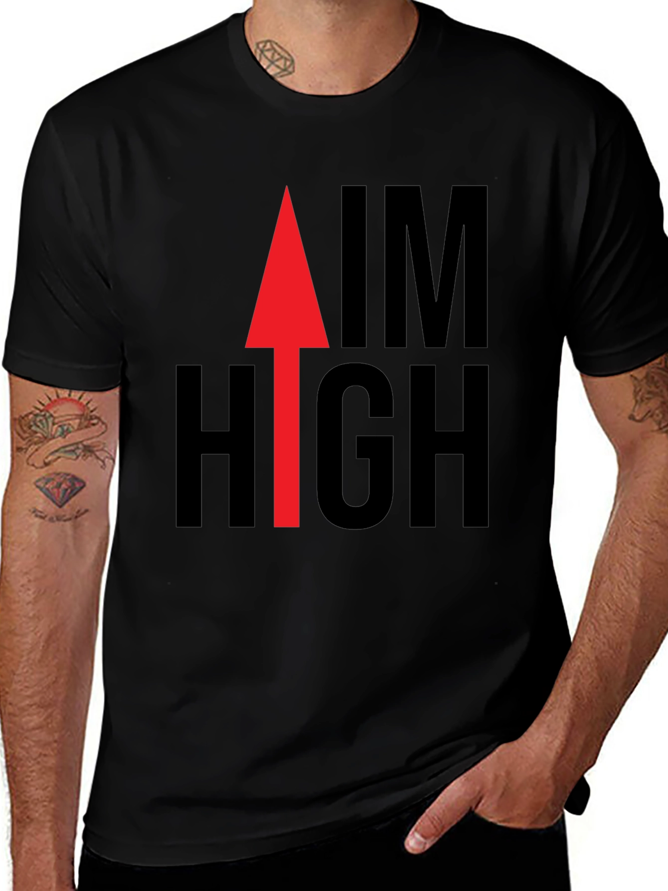 Variant 9 of Aim High Graphic Tee - Black Cotton Casual Shirt