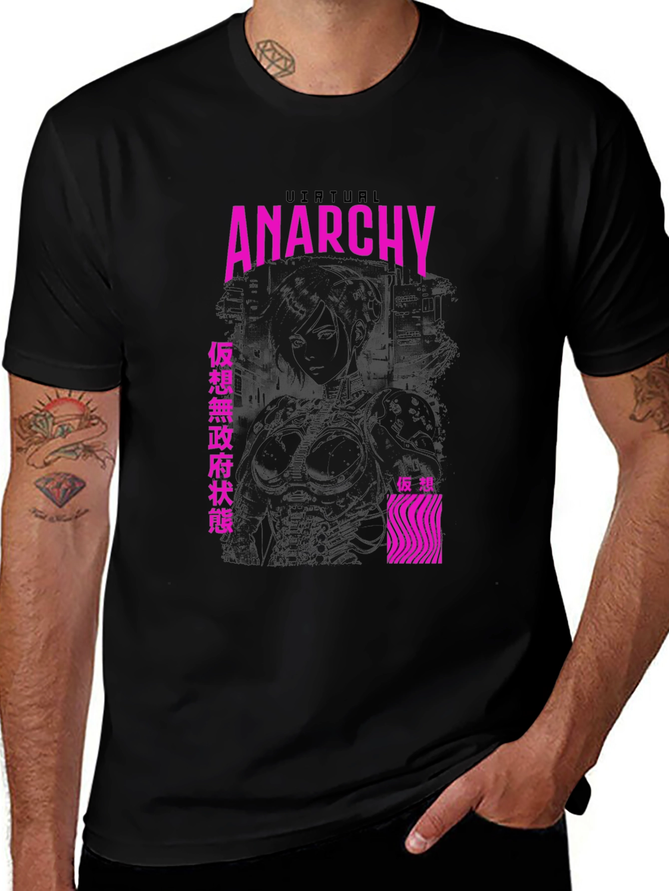 Variant 30 of Virtual Anarchy Graphic Tee - Black