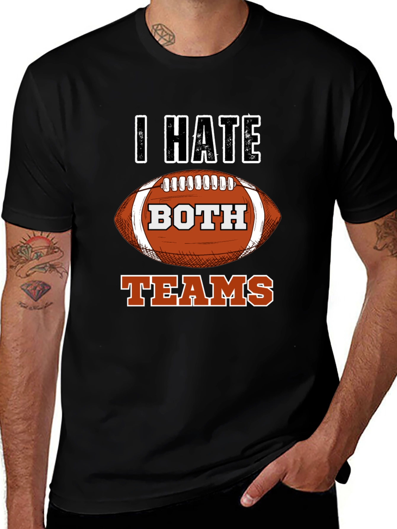 Black I Hate Both Teams Football T-Shirt main image