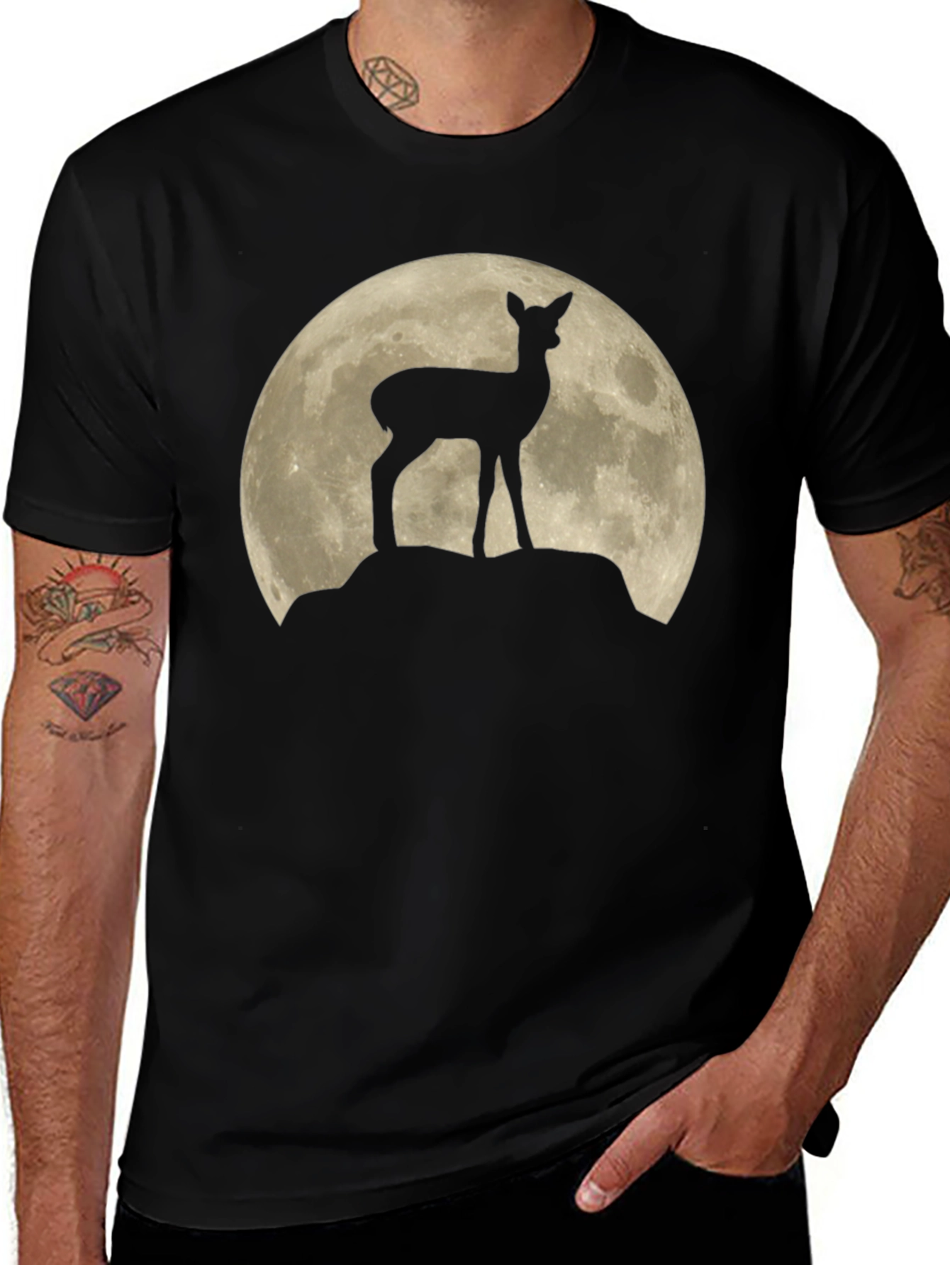 Variant 9 of Deer Silhouette Moon Graphic T-Shirt