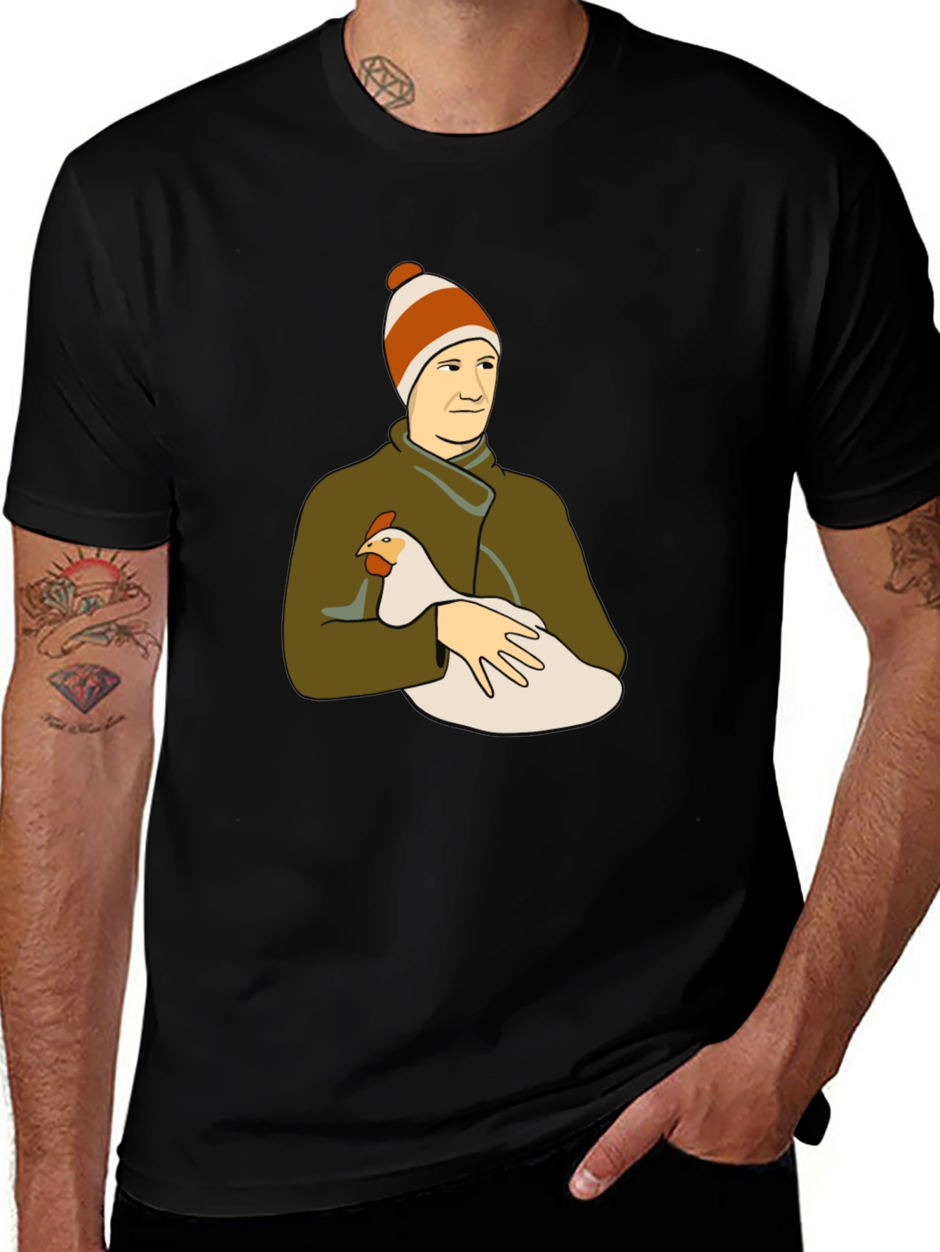 Variant 16 of Man with Chicken Graphic T-Shirt