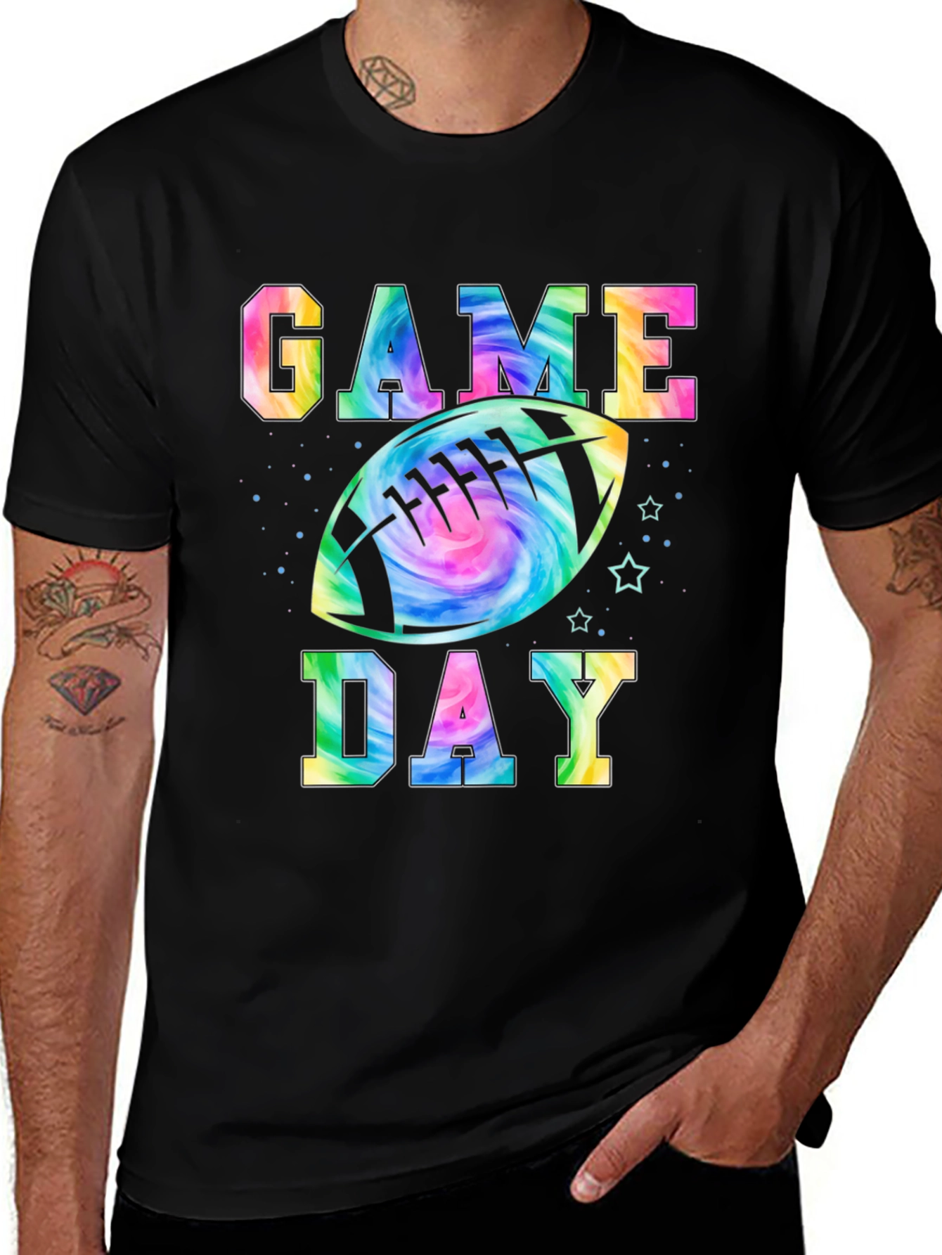 Game Day Tie Dye Football T-Shirt