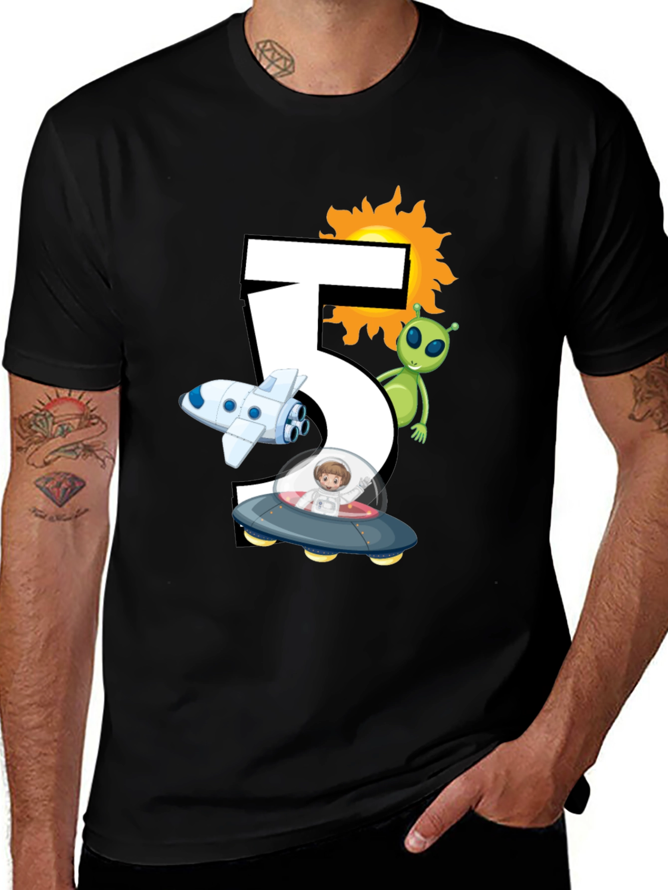 Kids 5th Birthday Space Adventure T-Shirt